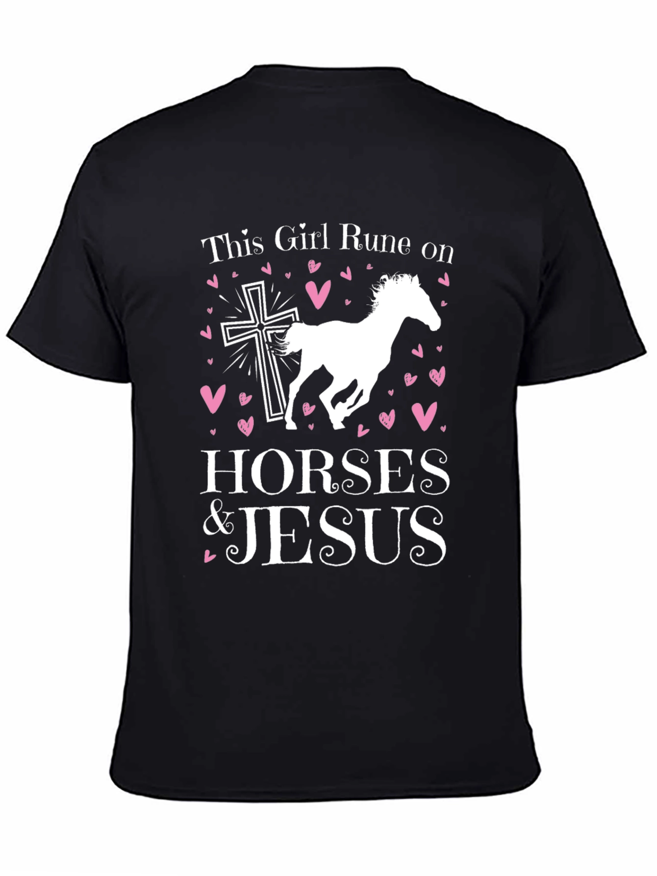 This Girl Runs on Horses & Jesus Black T-Shirt - 4