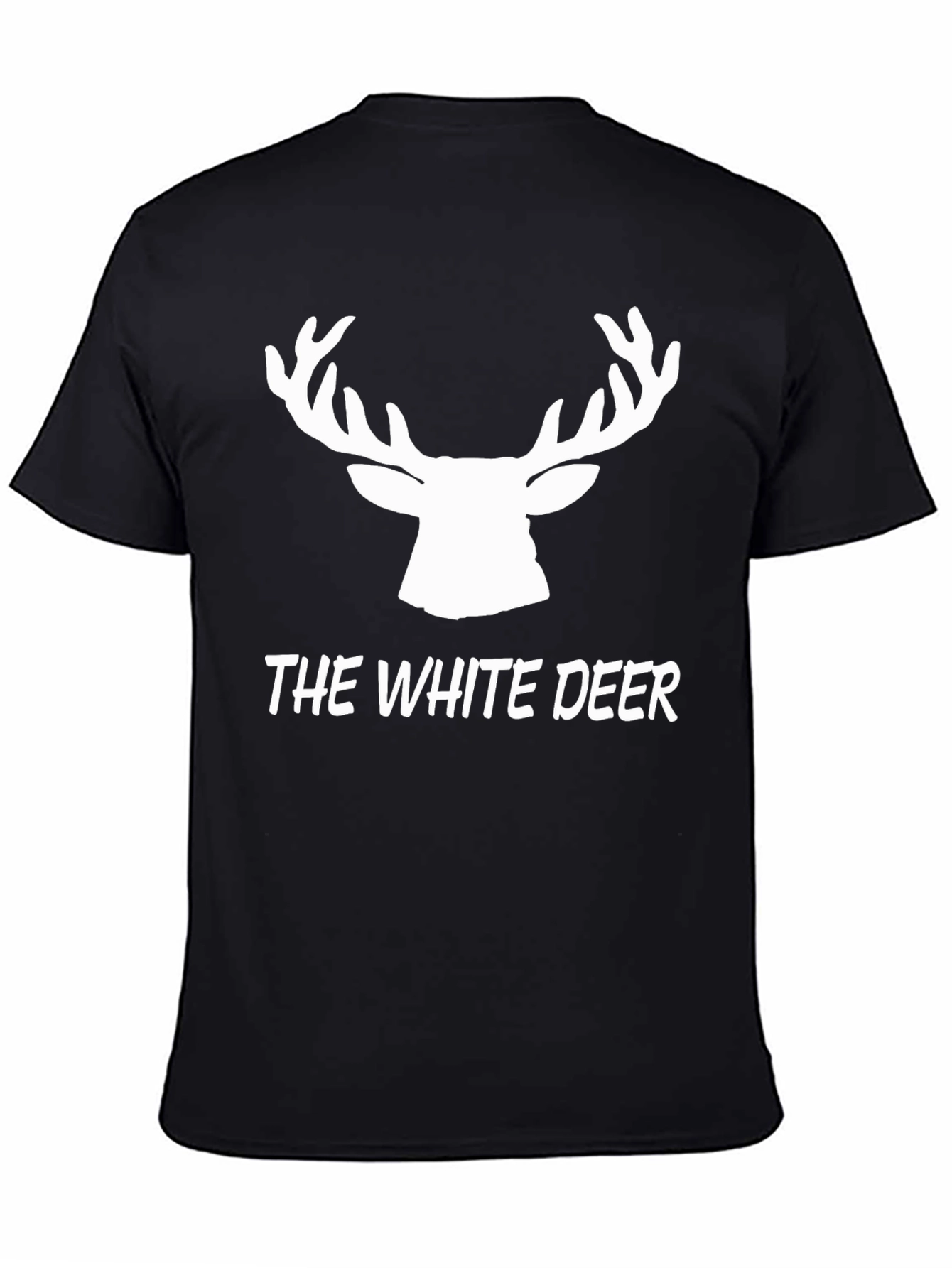 Black The White Deer Graphic Tee - Black Cotton T-Shirt view 4