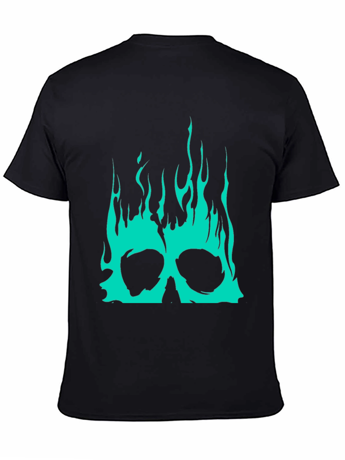 Black Skull Flames Graphic Tee - Black view 4