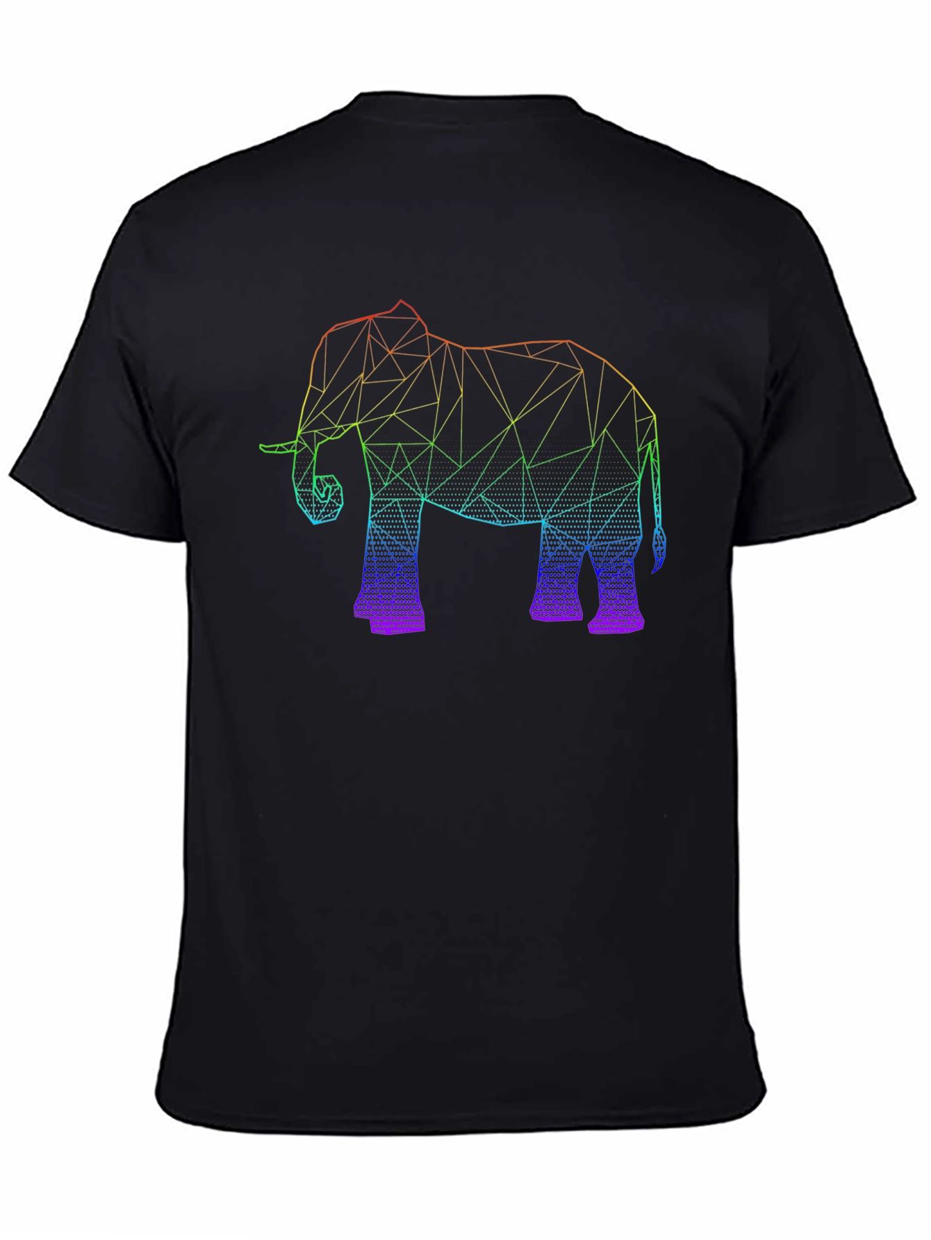 Black Geometric Elephant Graphic Tee - Black view 4