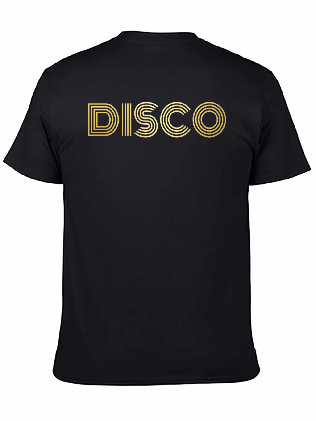 Black Retro Disco T-Shirt - Gold Lettering view 4