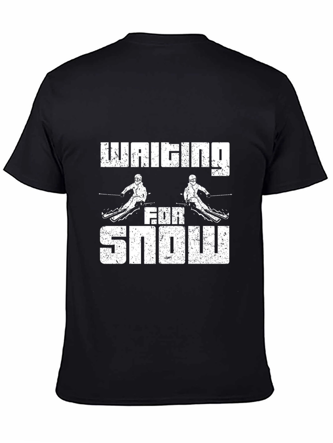 Black Waiting For Snow Graphic Tee - Skiing T-Shirt view 4