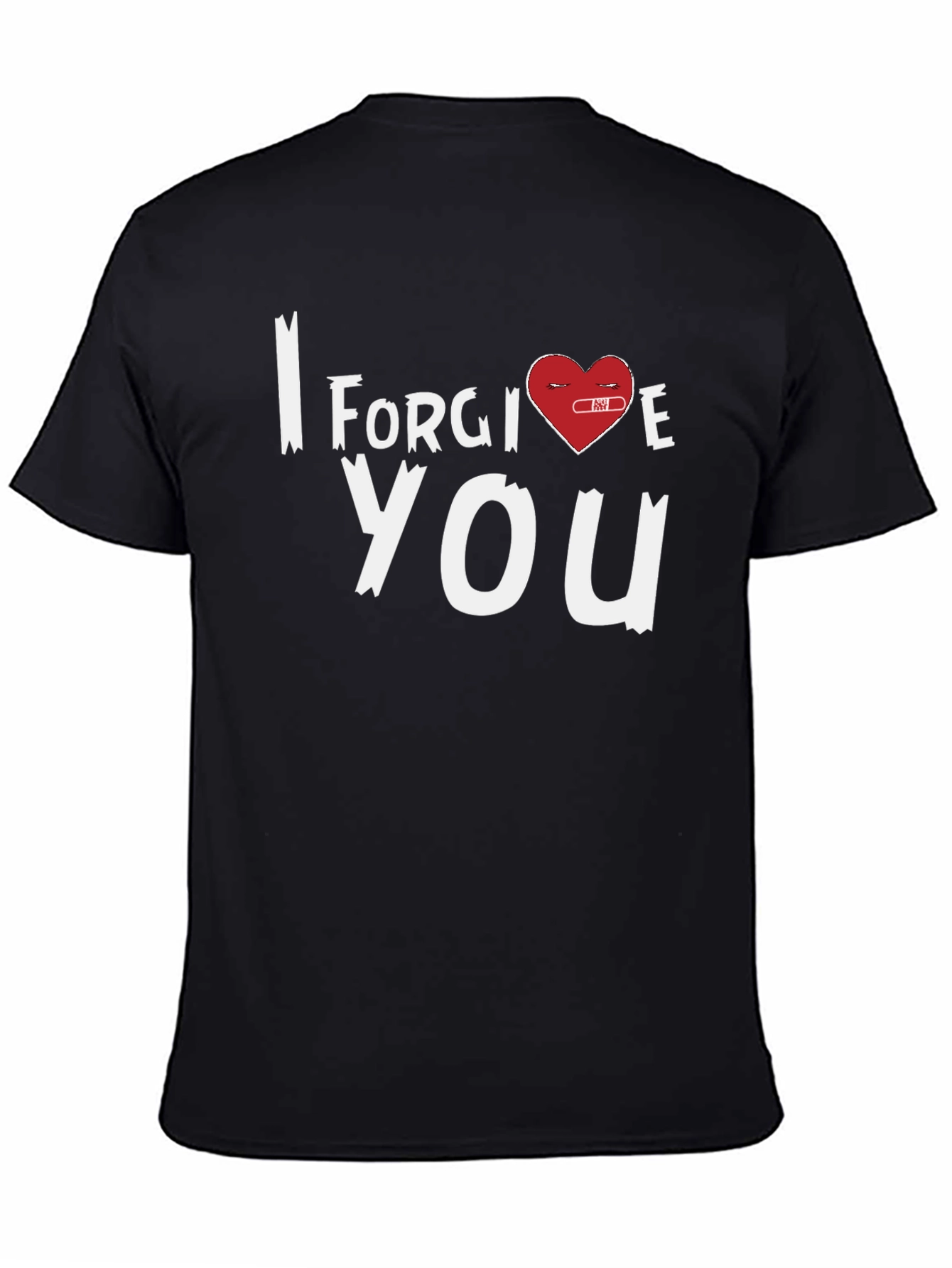 Black I Forgive You Heart Graphic Tee - Black Cotton Blend view 4