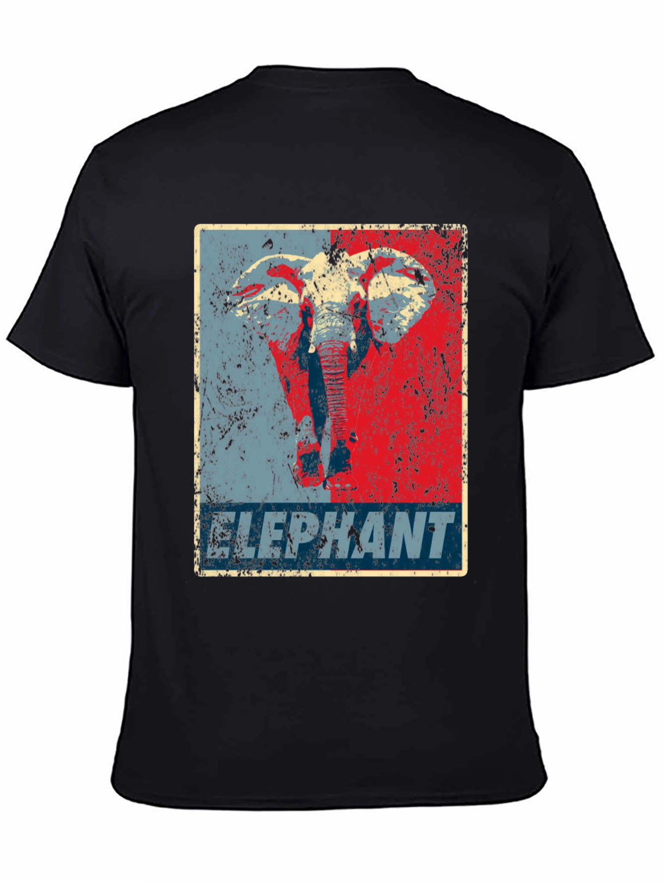 Black Elephant Graphic Print Crew Neck T-Shirt view 4