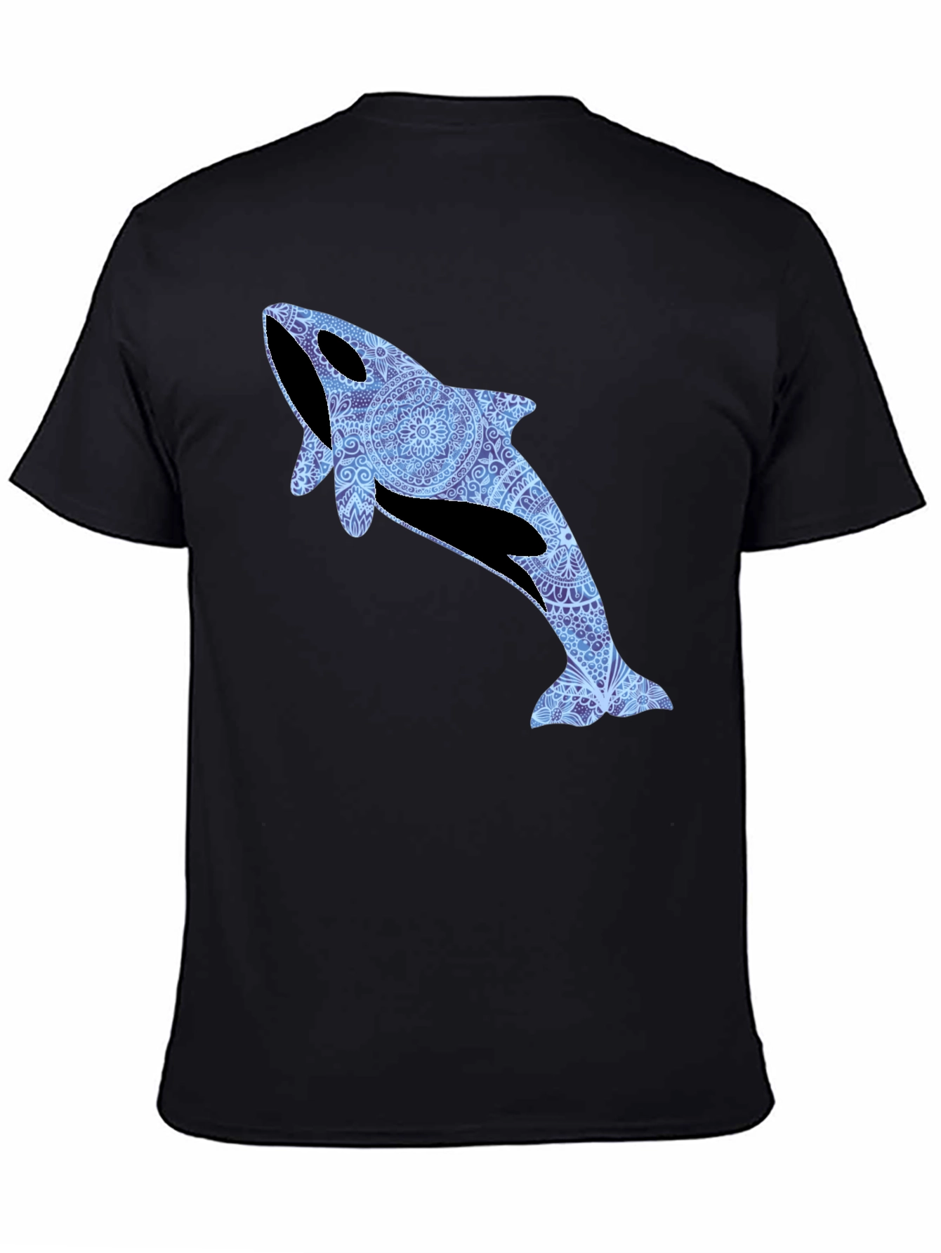 Black Orca Whale Mandala T-Shirt - Stylish Marine Life Tee view 4
