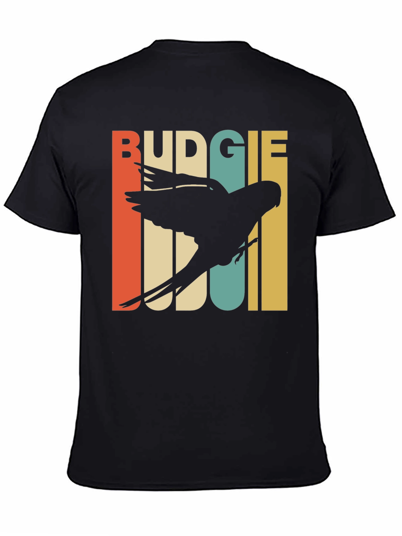 Black Retro Budgie T-Shirt view 4