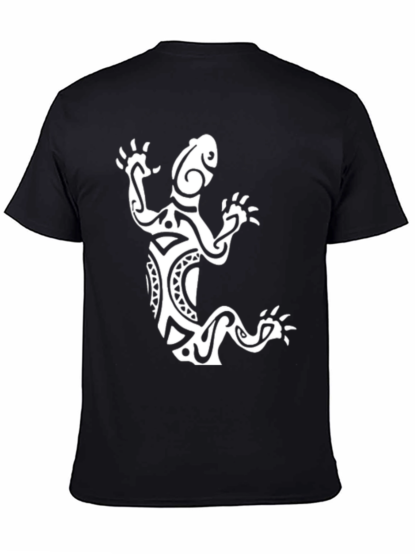 Black Tribal Lizard Graphic Tee - Black view 4