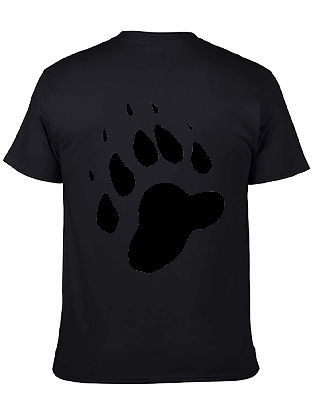 Black Bear Paw Print Black Graphic Tee view 4