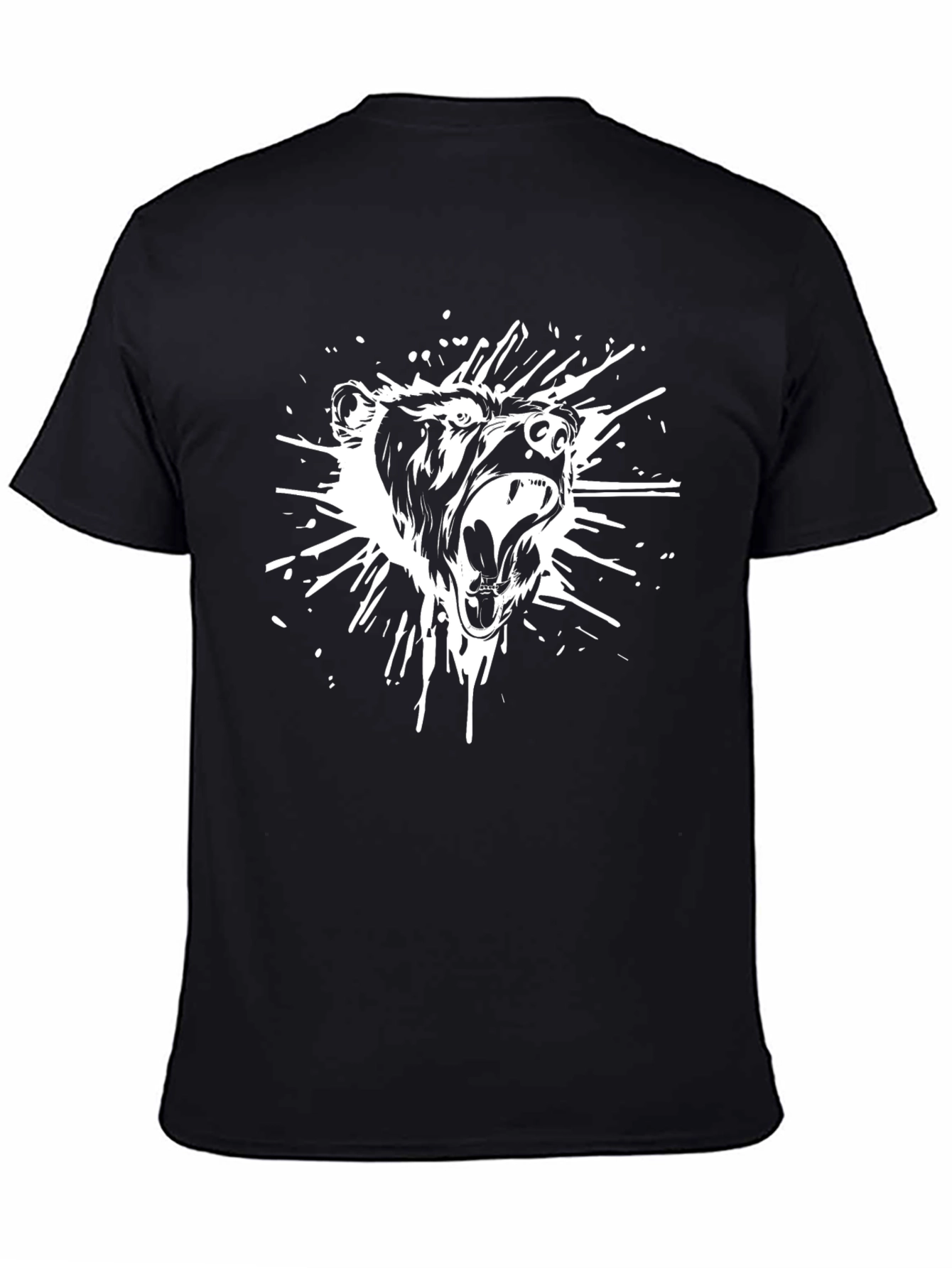 Black Bear Graphic Tee - Black T-Shirt with White Bear Design view 4