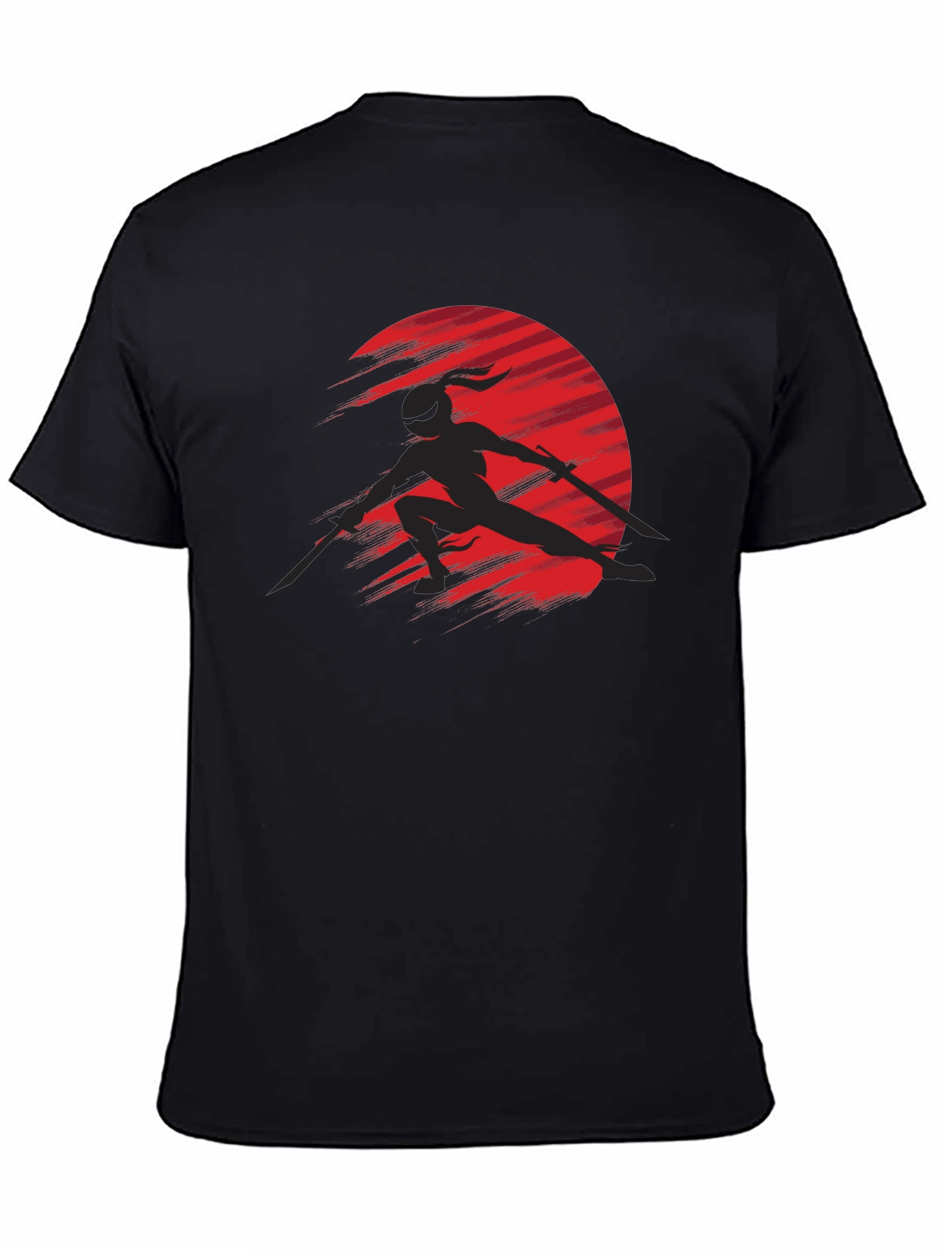 Black Ninja Silhouette Graphic Black T-Shirt view 4