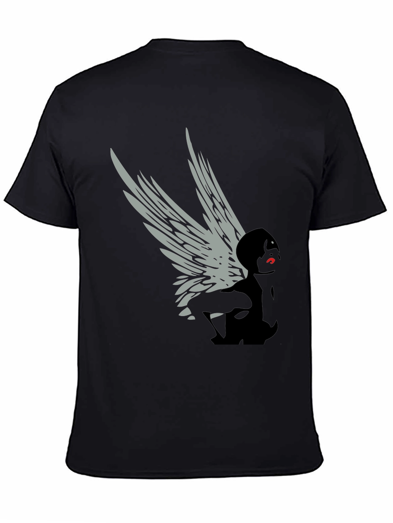 Black Winged Figure Graphic Tee - Stylish Black T-Shirt view 4