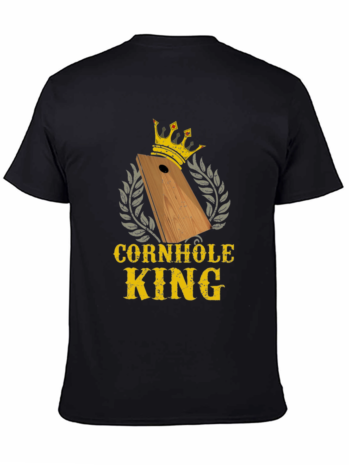 Black Cornhole King T-Shirt - Funny Game Tournament Tee view 4