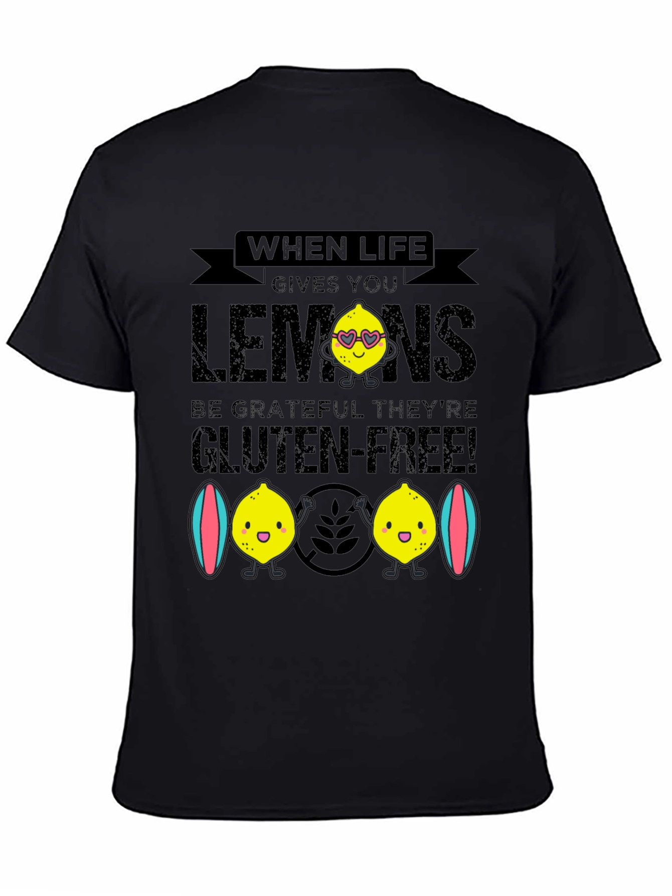 Black Funny Gluten-Free Lemon Graphic Tee view 4