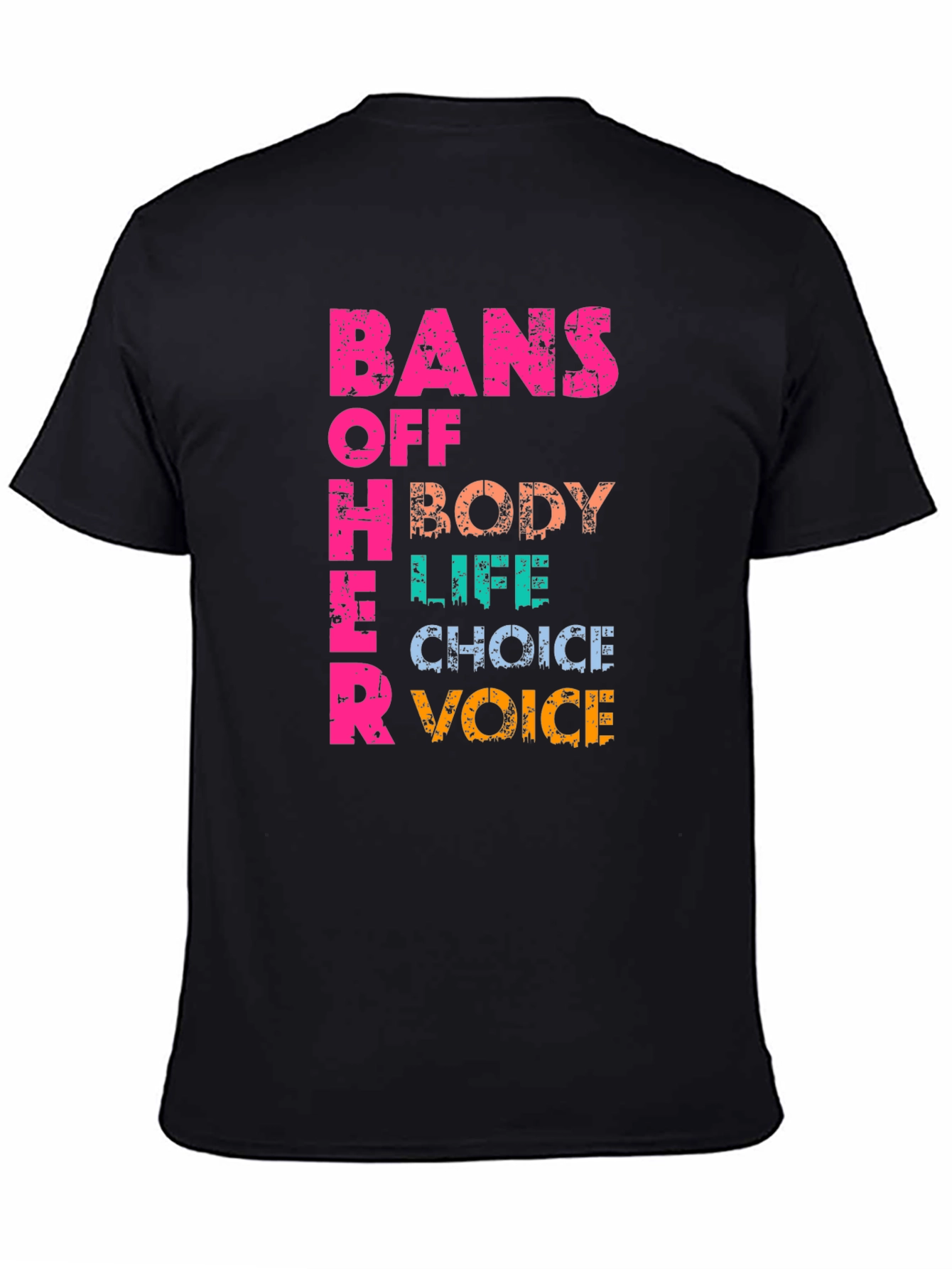 Black Bans Off Her Body Pro Choice T-Shirt view 4