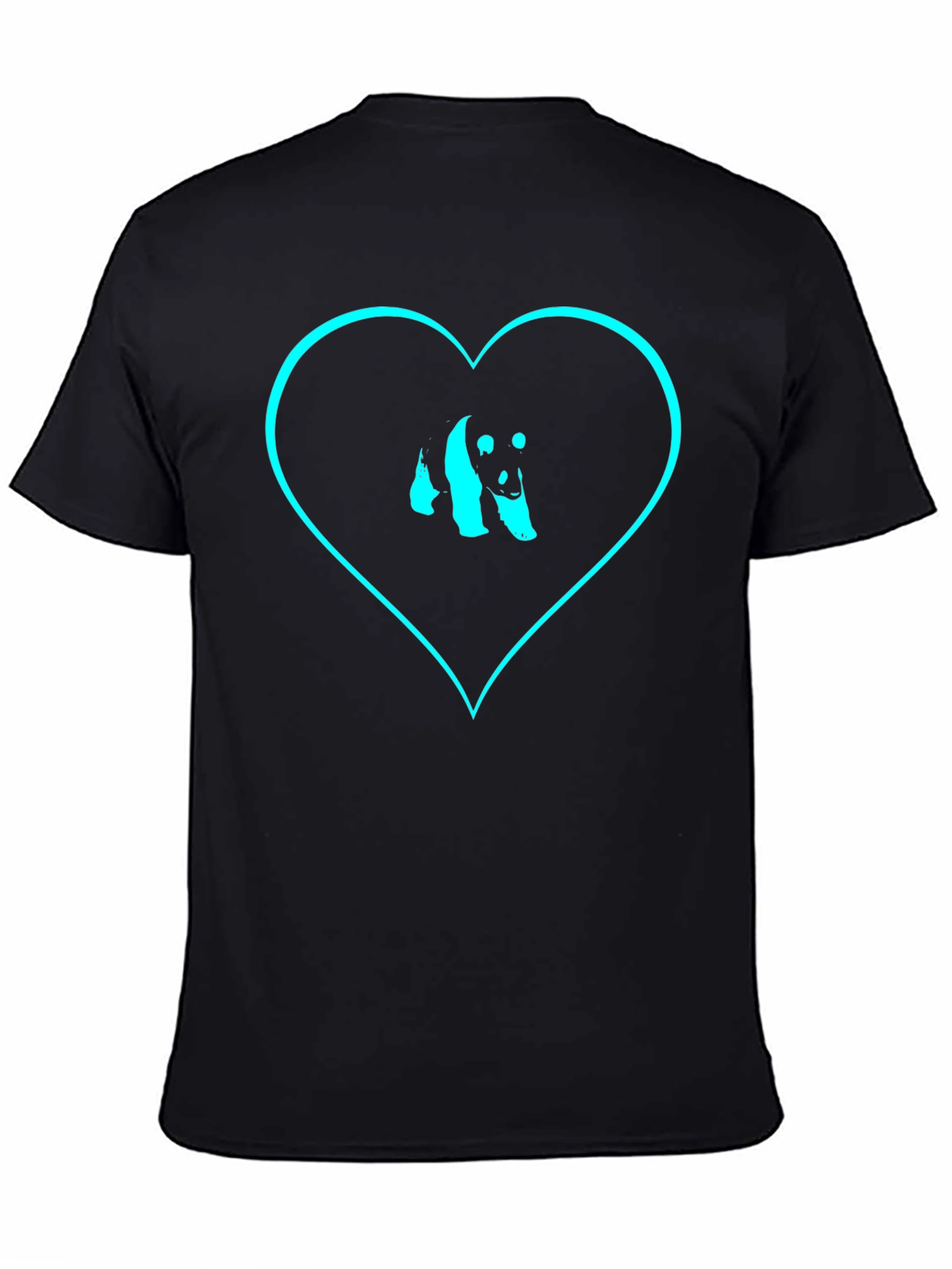 Black Panda Heart Graphic Tee - Black Cotton view 4