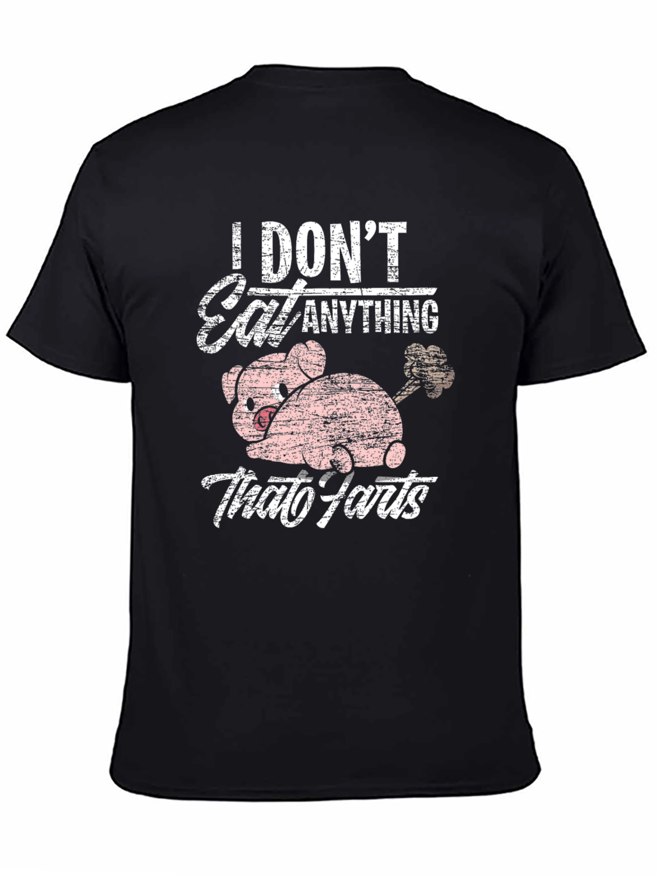 Black Vegan Humor T-Shirt - I Don't Eat Anything That Farts view 4