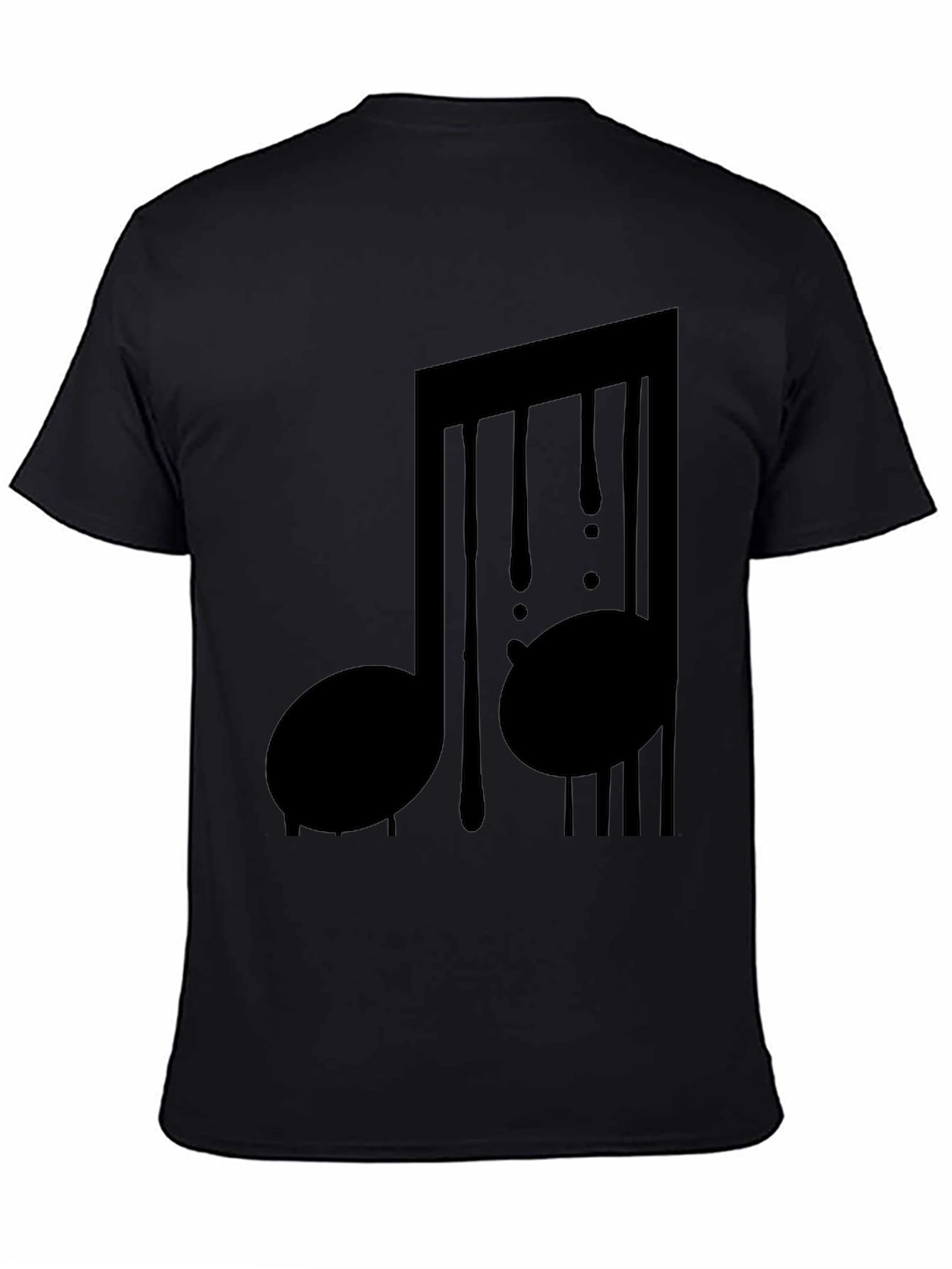 Black Music Note Drip Graphic Tee - Black Cotton Shirt view 4