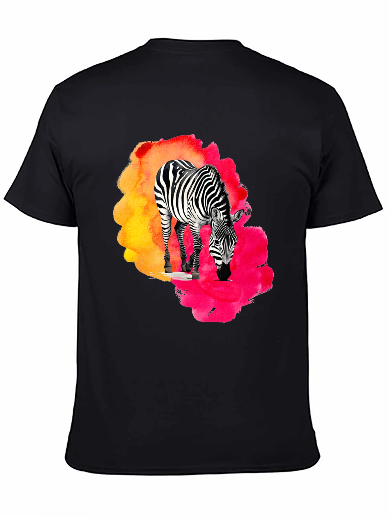 Black Zebra Splash Graphic Tee - Black Cotton Blend view 4