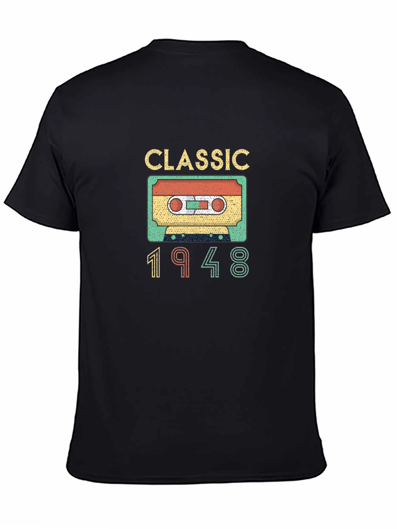 Black Classic 1948 Cassette Tape T-Shirt view 4