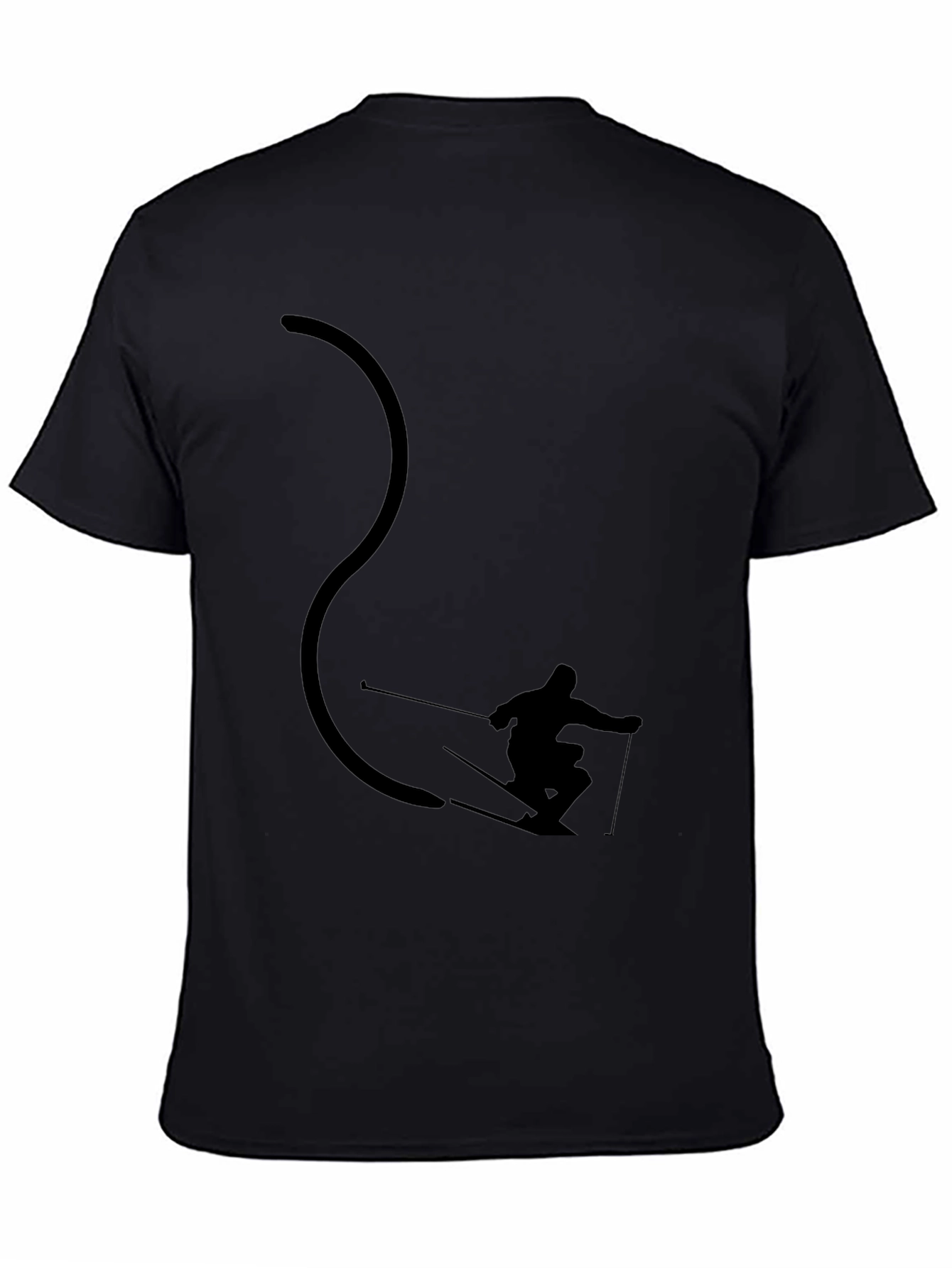 Black Cool Skier Silhouette Black Graphic Tee view 4
