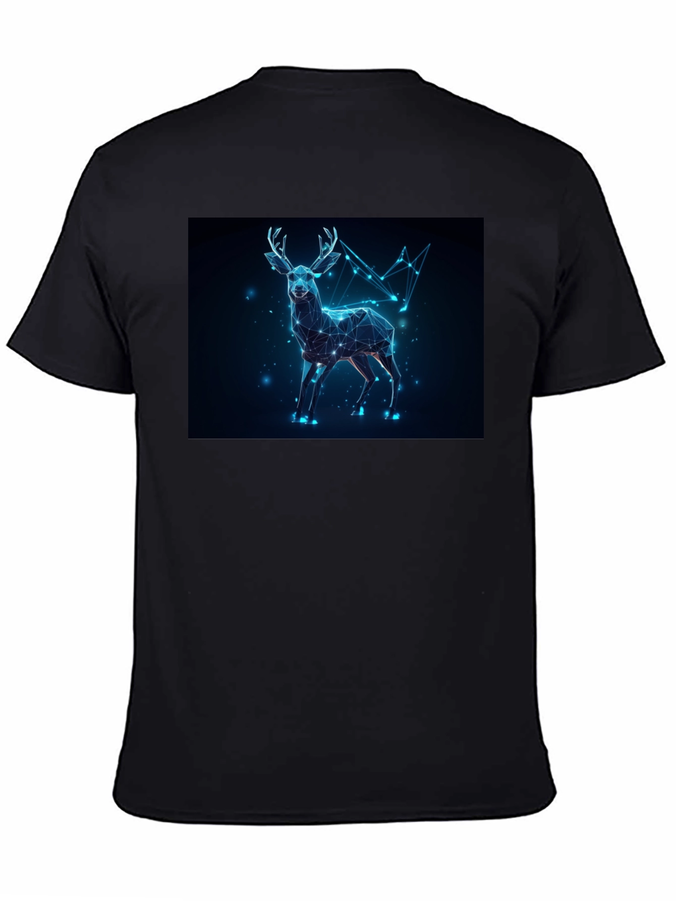 Black Geometric Deer Graphic Tee - Black Crew Neck view 4