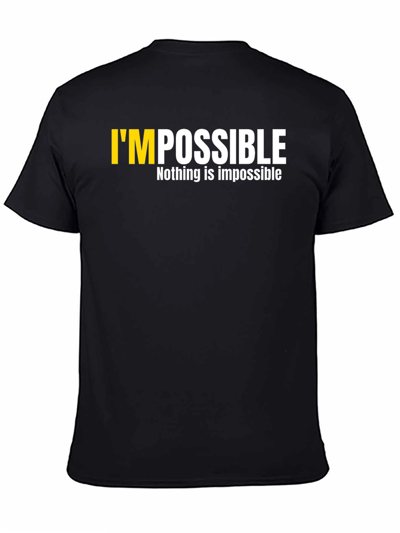 Black Motivational 'Impossible' Graphic T-Shirt - Black view 4