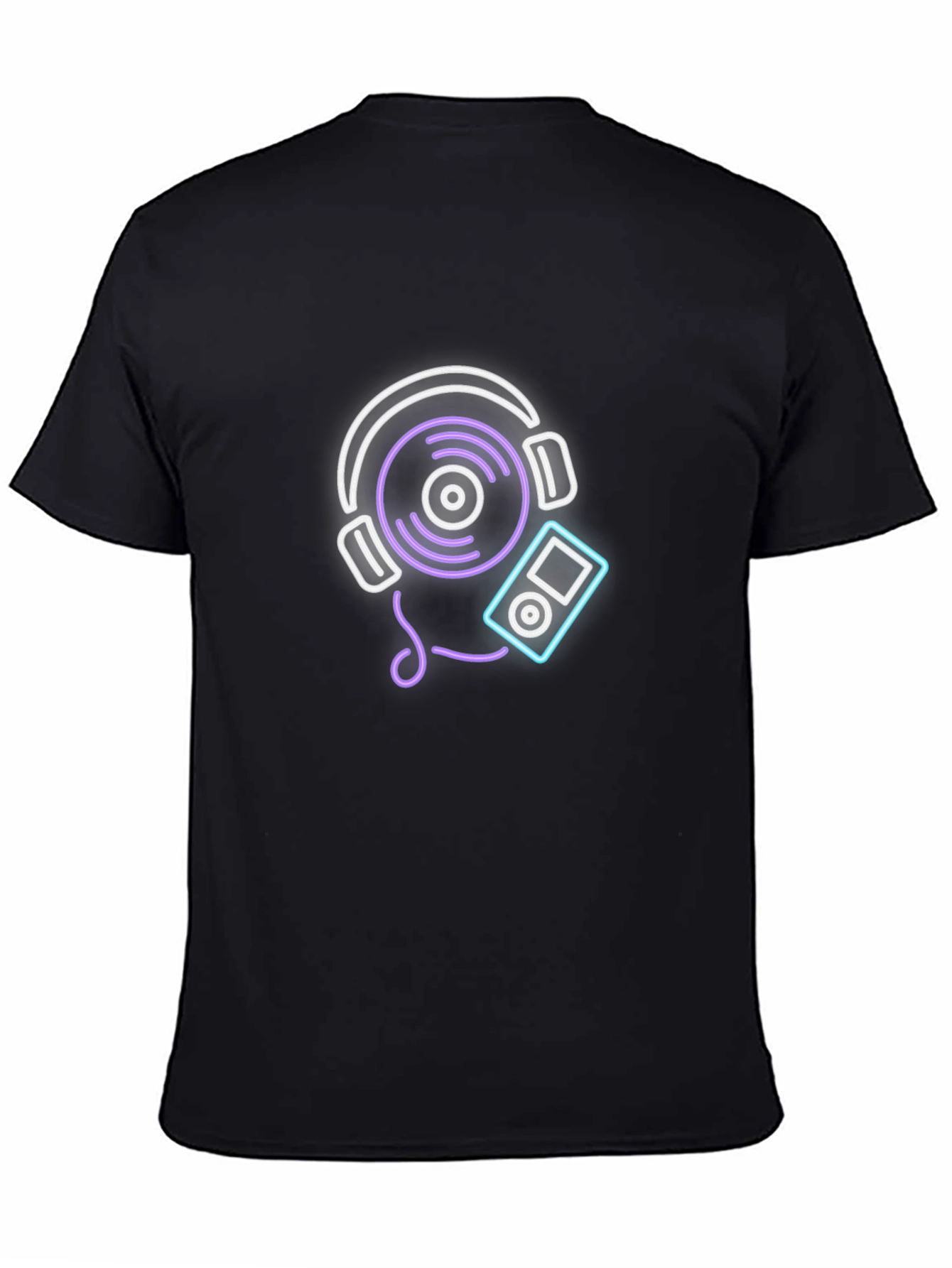 Black Neon Music Graphic Tee - Black Cotton Blend view 4