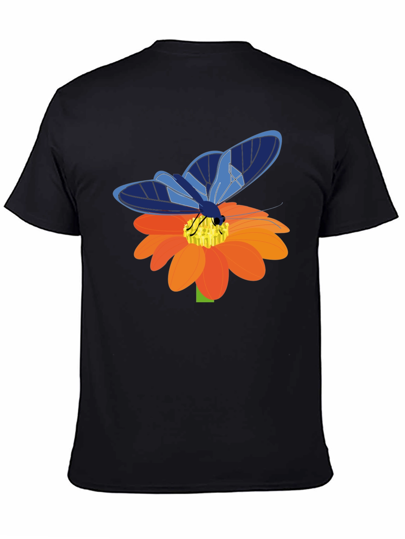 Black Butterfly on Flower Graphic T-Shirt view 4