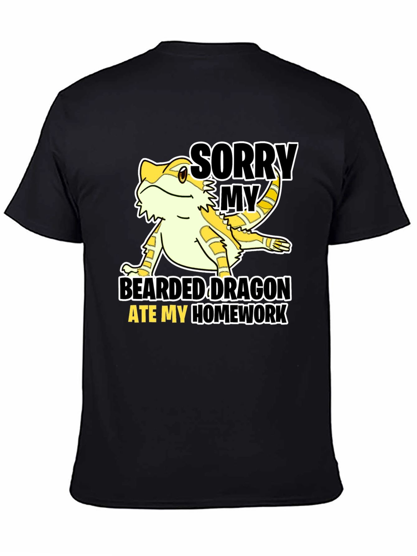Black Bearded Dragon Ate My Homework T-Shirt view 4