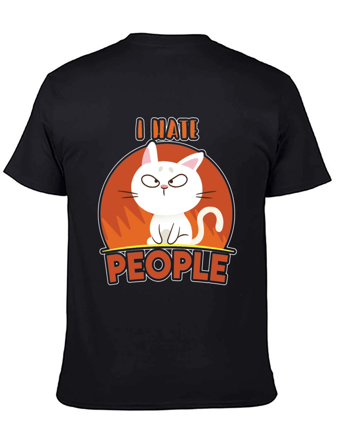 Black I Hate People Cat Graphic T-Shirt view 4