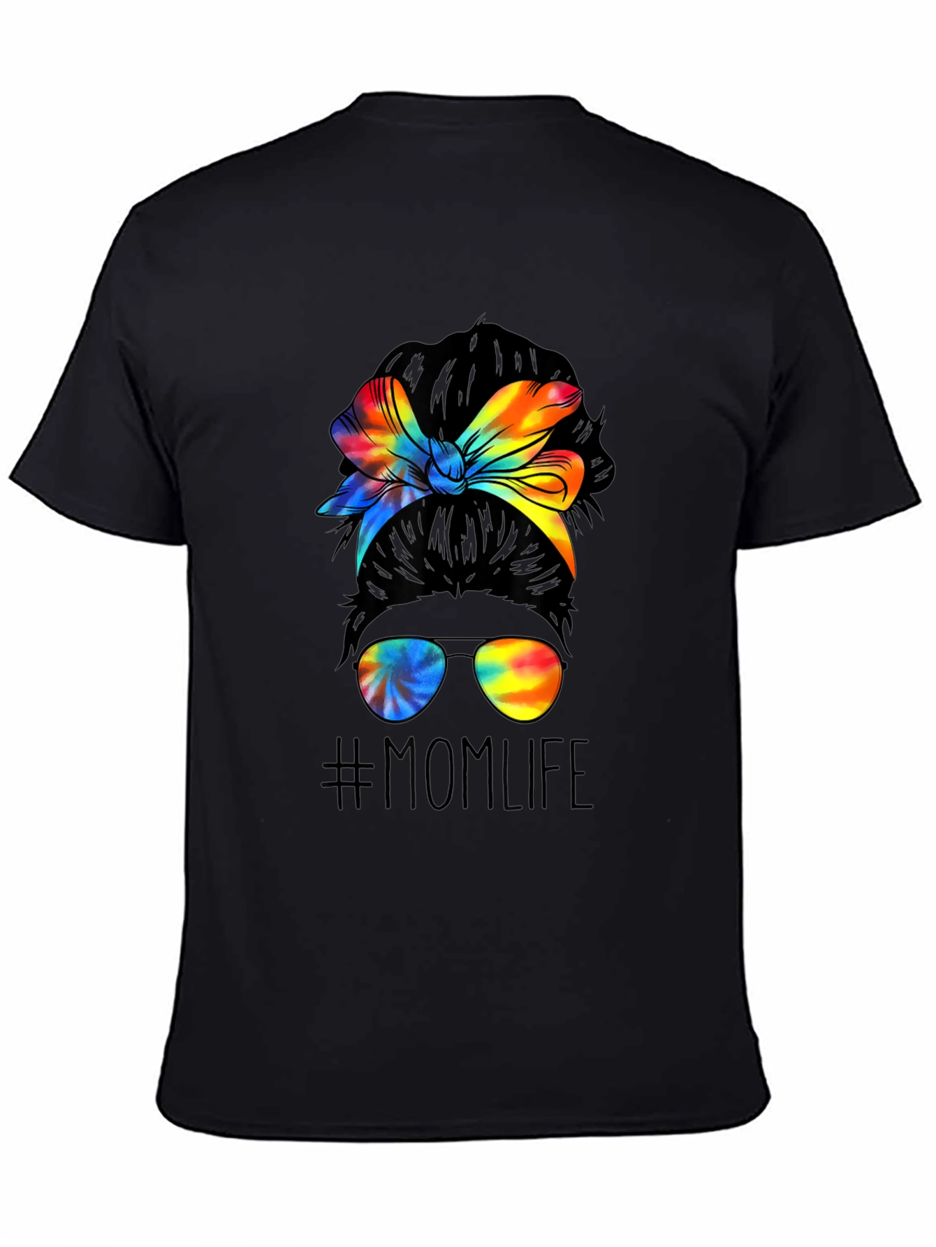 Black Mom Life Tie Dye Messy Bun Graphic Tee view 4