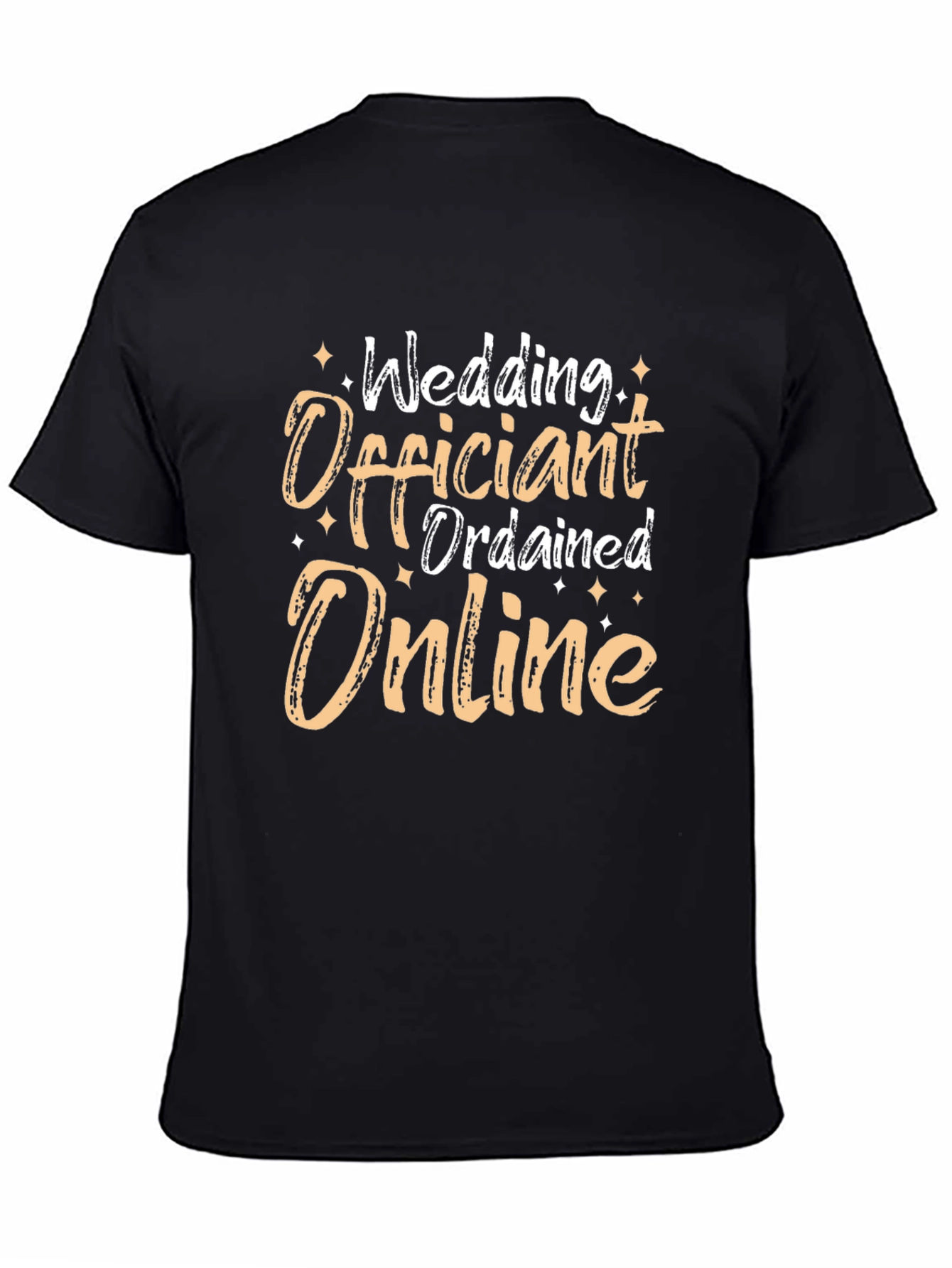 Black Wedding Officiant T-Shirt - Ordained Online view 4