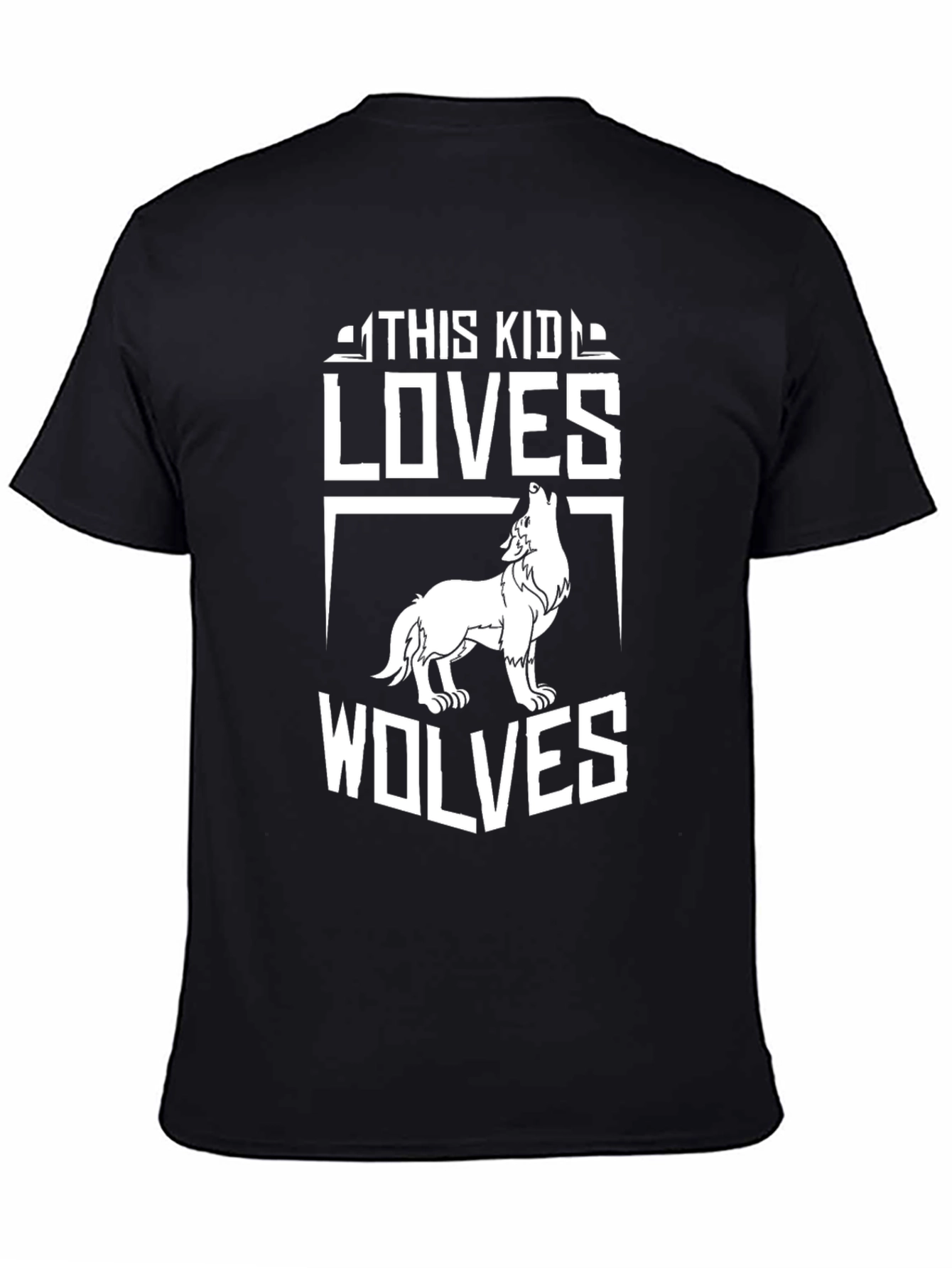 Black This Kid Loves Wolves Black Graphic T-Shirt view 4