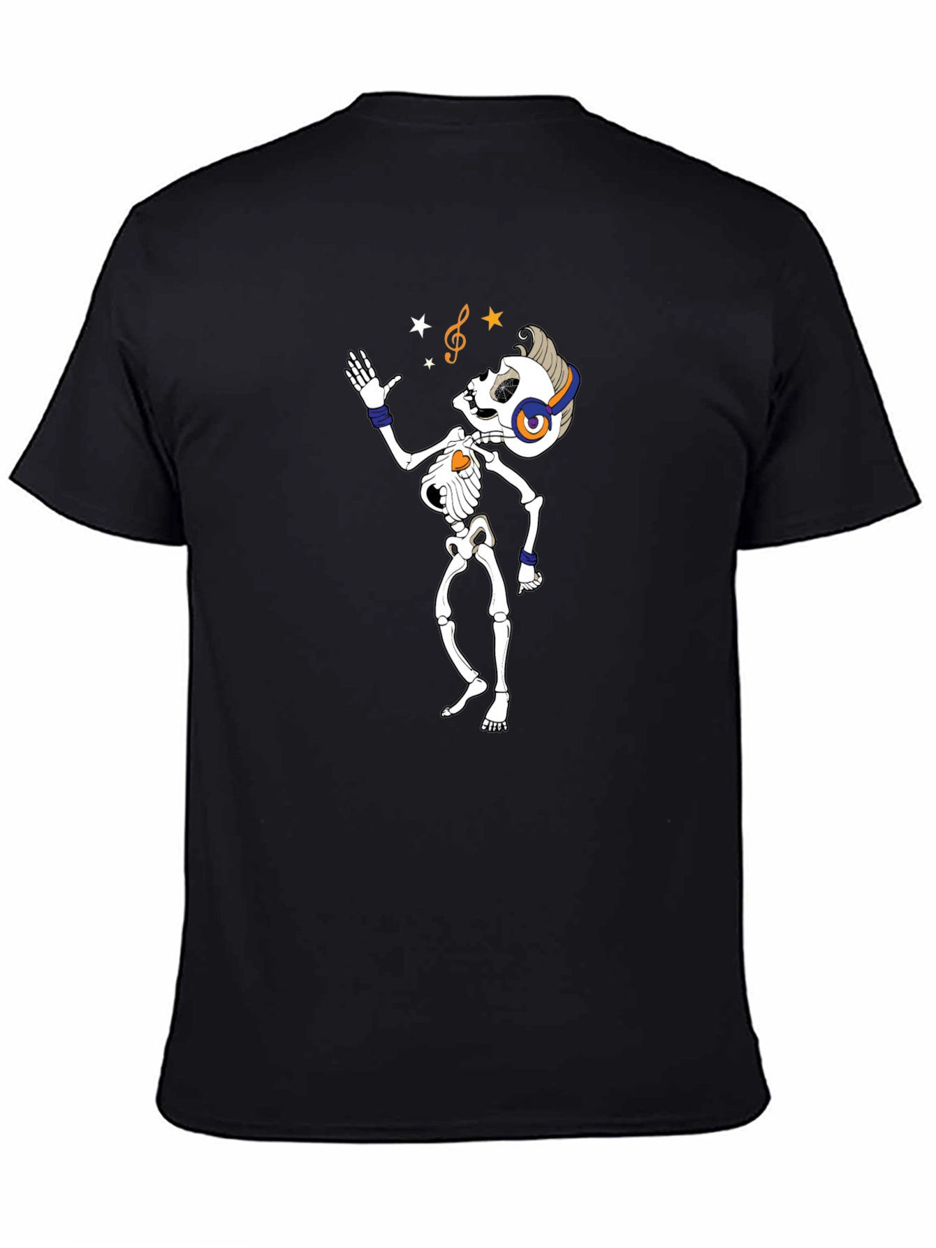 Black Skeleton DJ T-Shirt - Black Graphic Tee view 4