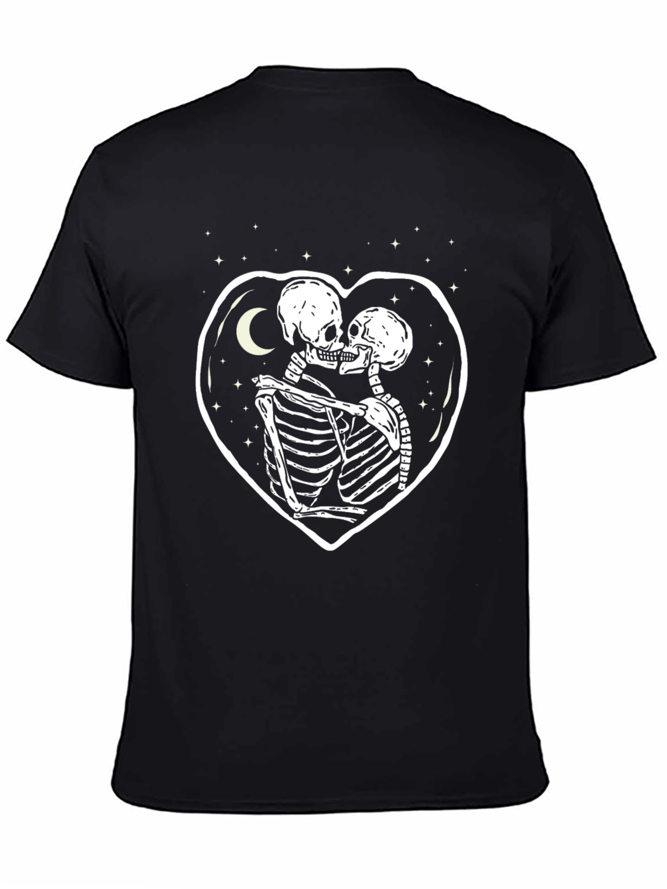 Black Skeleton Lovers T-Shirt - Gothic Valentine's Day view 4