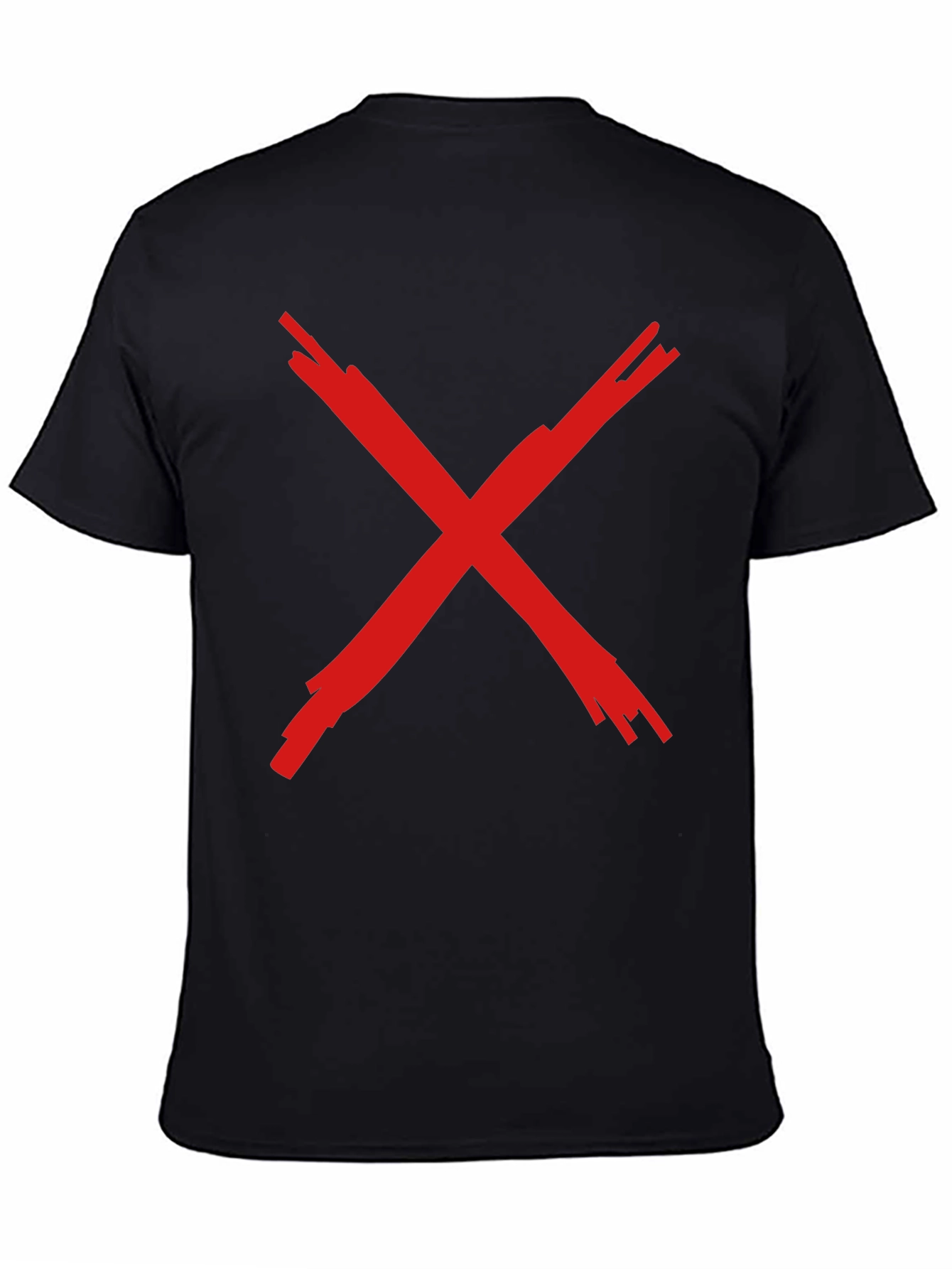 Black Bold Red X Graphic Print Black T-Shirt view 4
