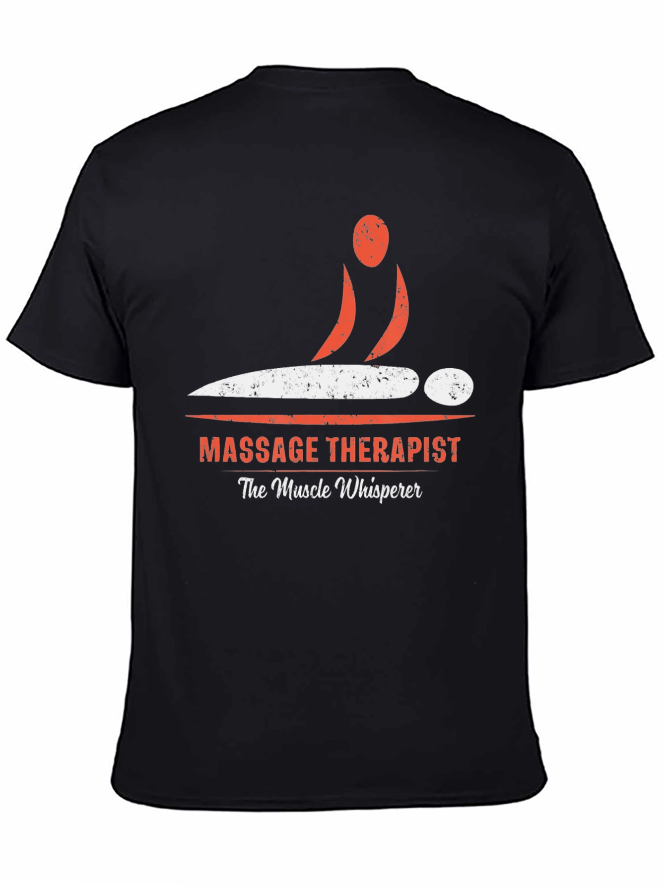 Black Massage Therapist Graphic T-Shirt - Muscle Whisperer Tee view 4
