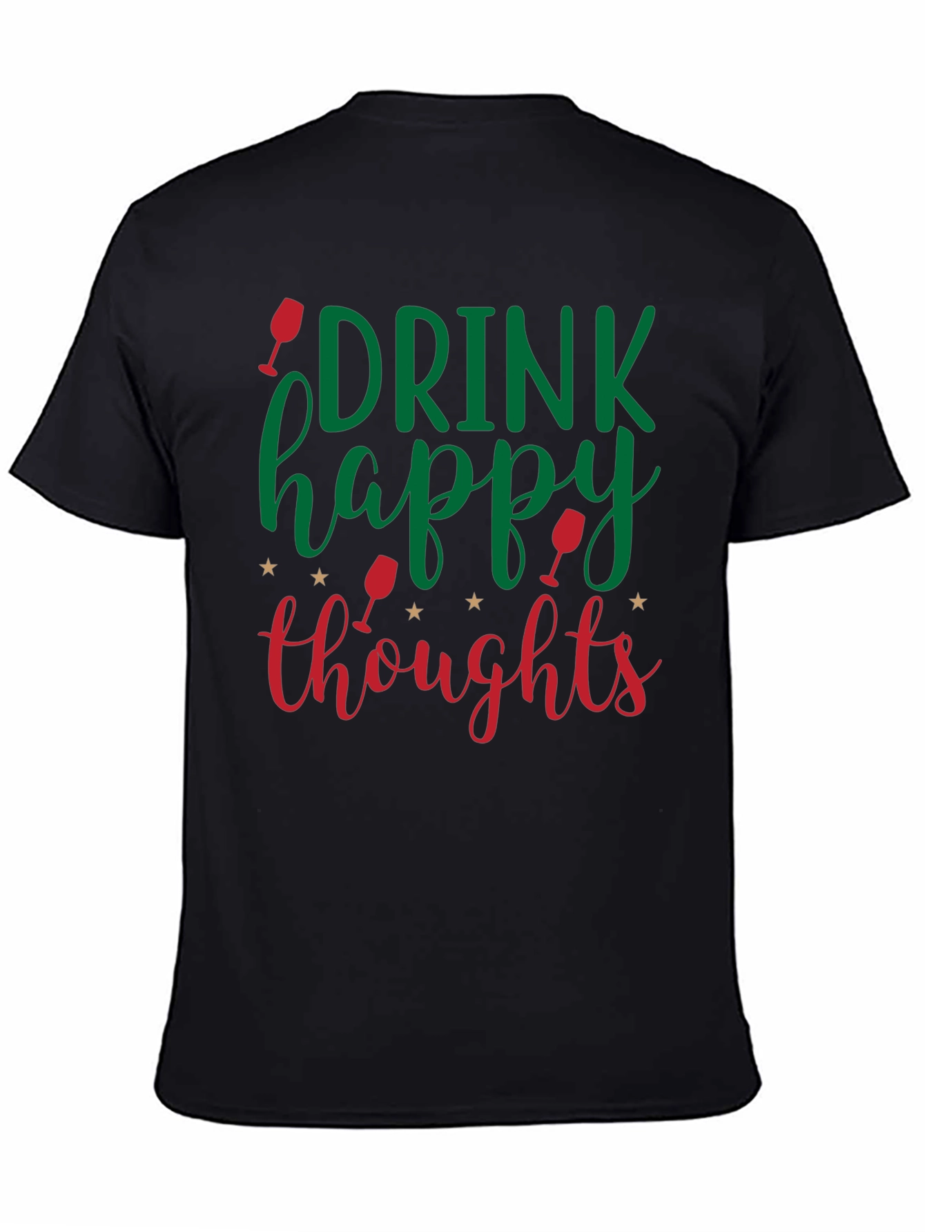 Black Drink Happy Thoughts Graphic Tee - Black view 4