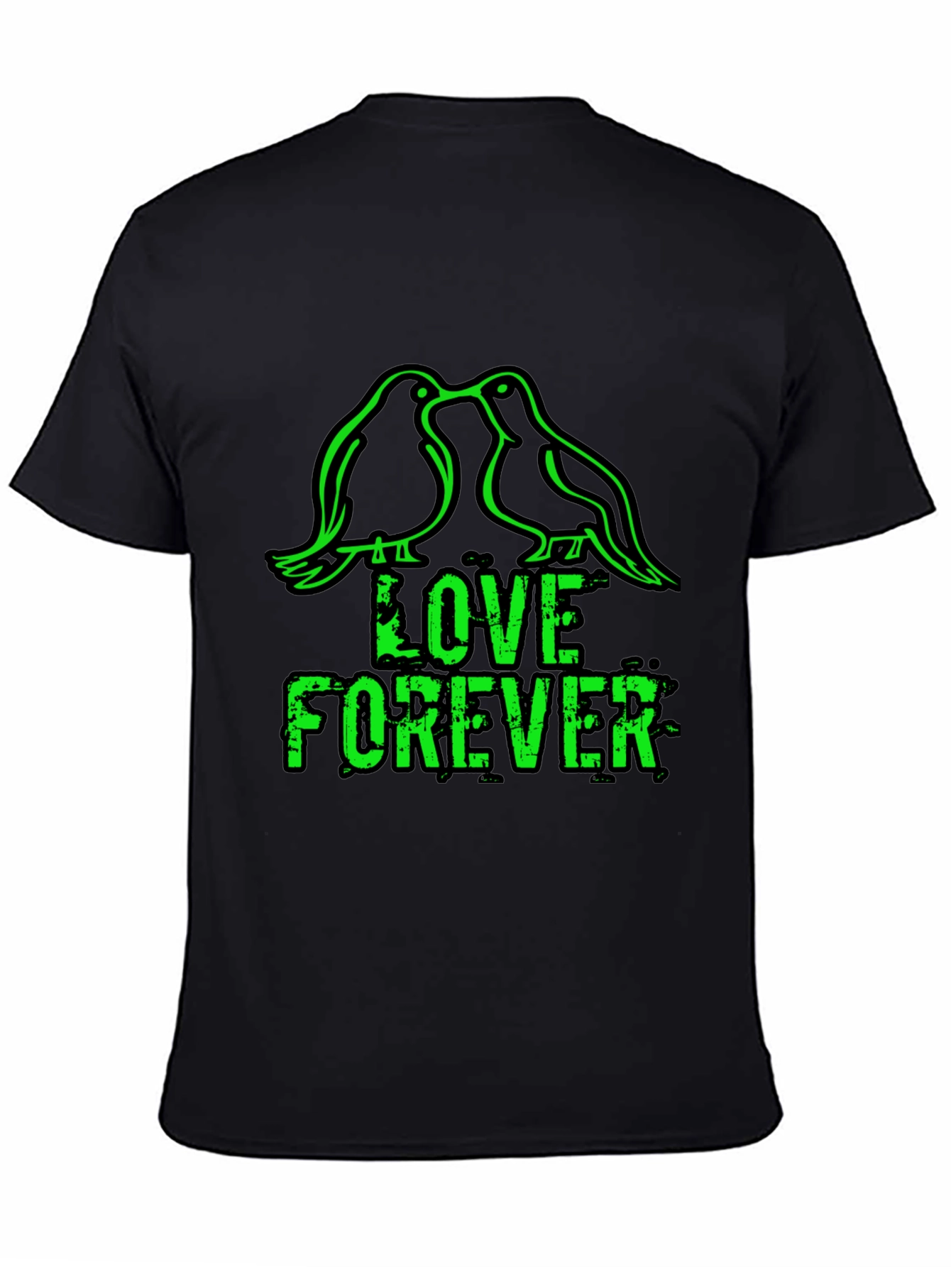 Black Love Forever T-Shirt - Birds & Grunge Style view 4