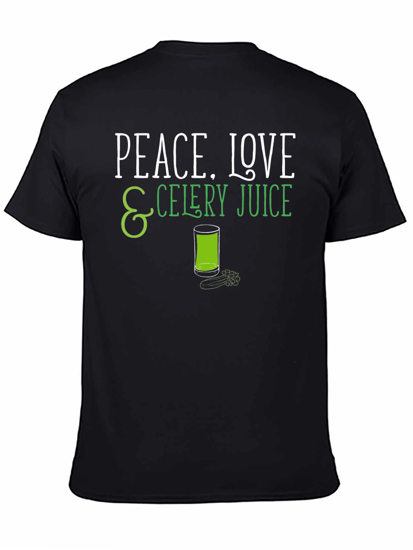 Black Peace Love Celery Juice Black Graphic T-Shirt view 4