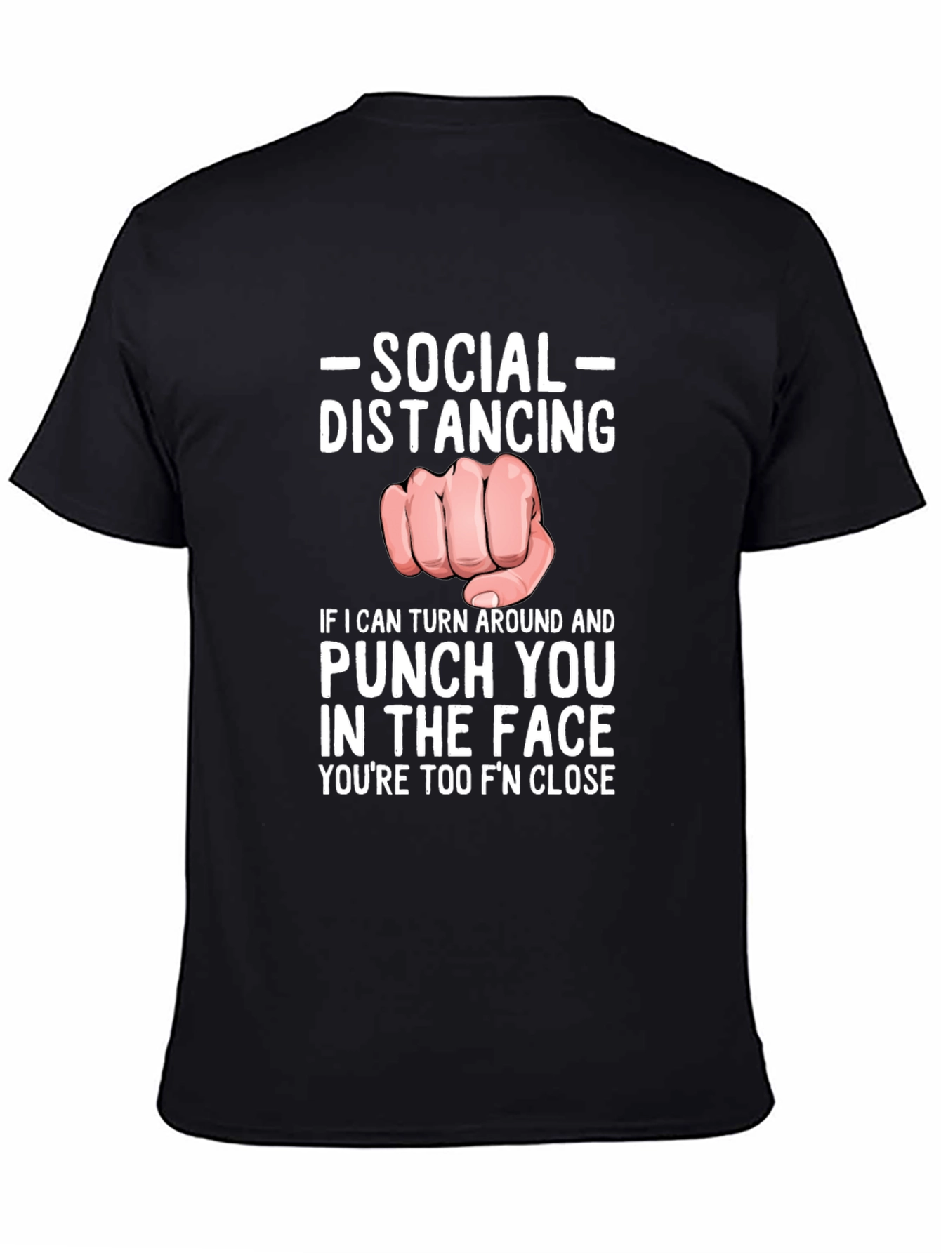 Black Social Distancing Punch T-Shirt view 4