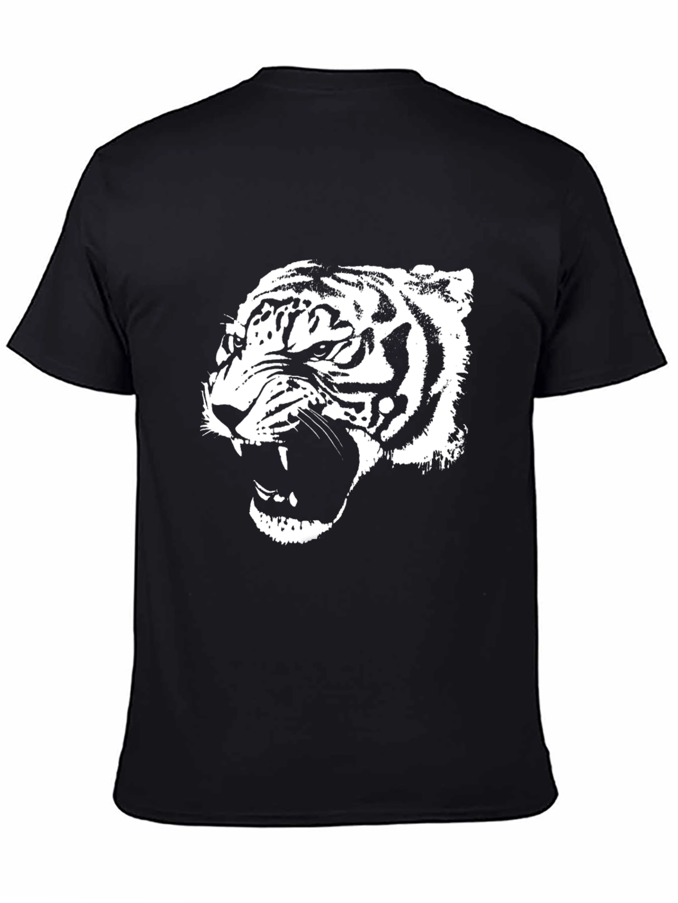Black Black T-Shirt with White Tiger Graphic view 4