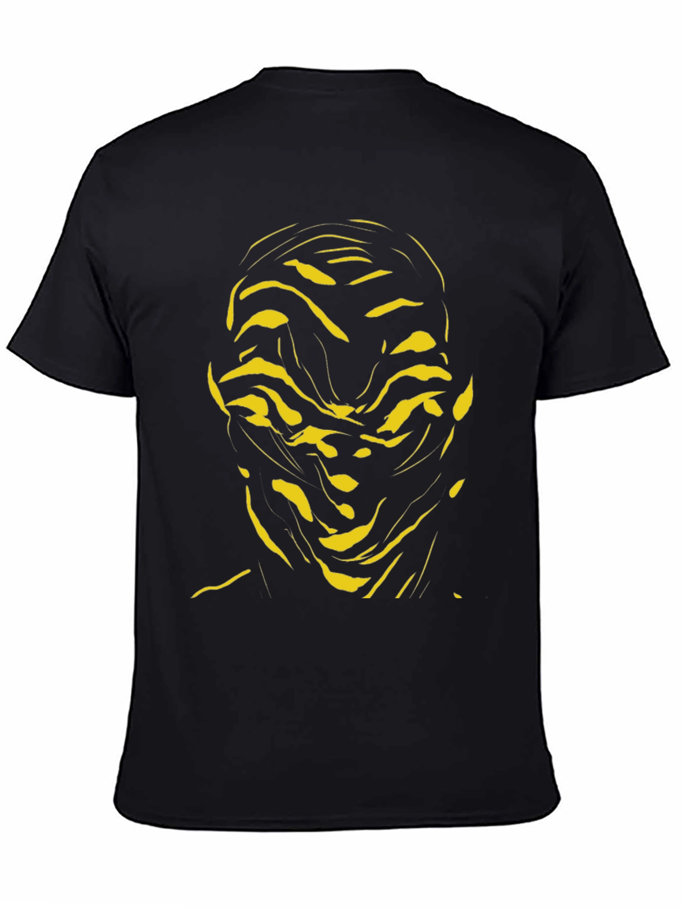 Abstract Face Graphic Tee - Black Cotton Shirt - 4