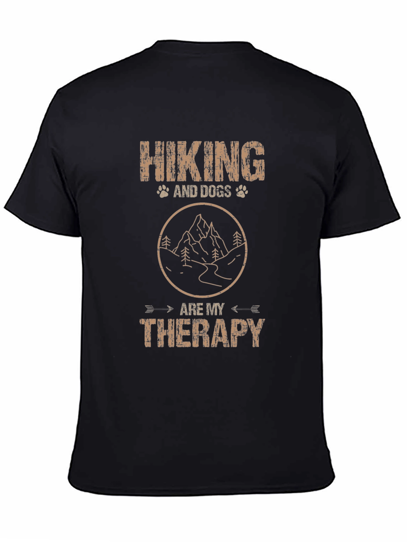 Black Hiking & Dogs Therapy T-Shirt - Nature Lover view 4
