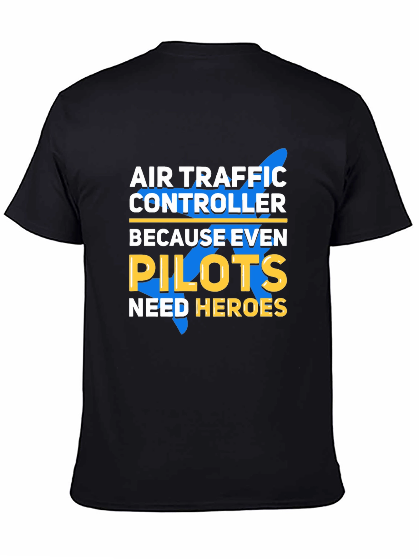 Black Air Traffic Controller Pilot Hero T-Shirt view 4
