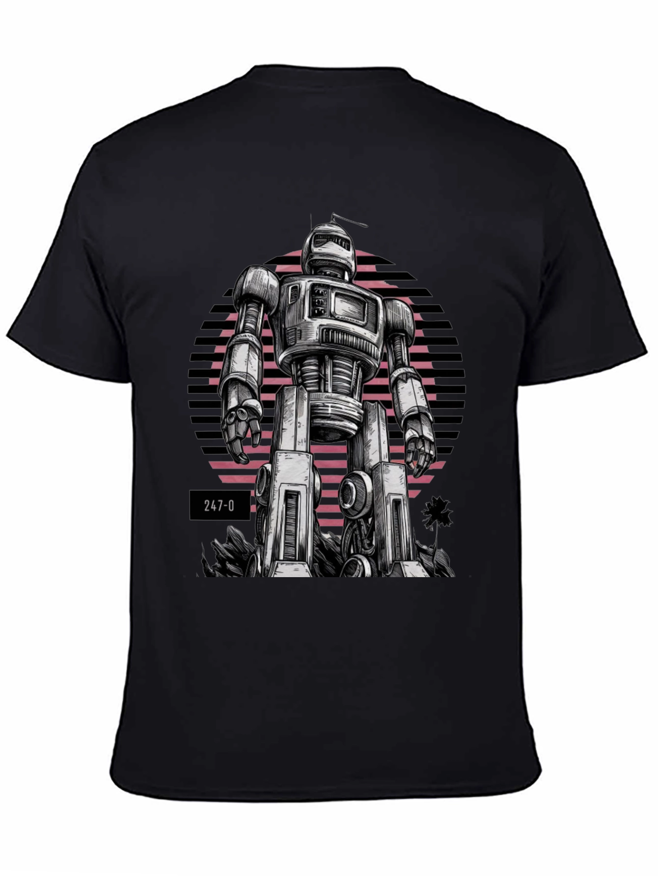 Black Retro Robot Graphic Tee view 4