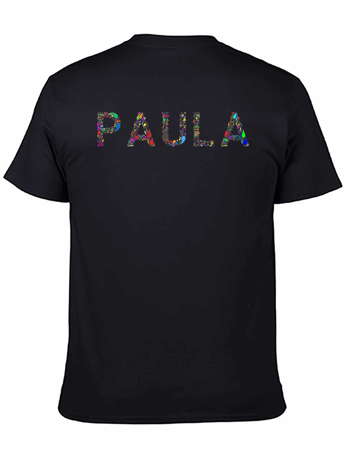 Black Personalized PAULA Tee - Custom Floral Letter Design view 4