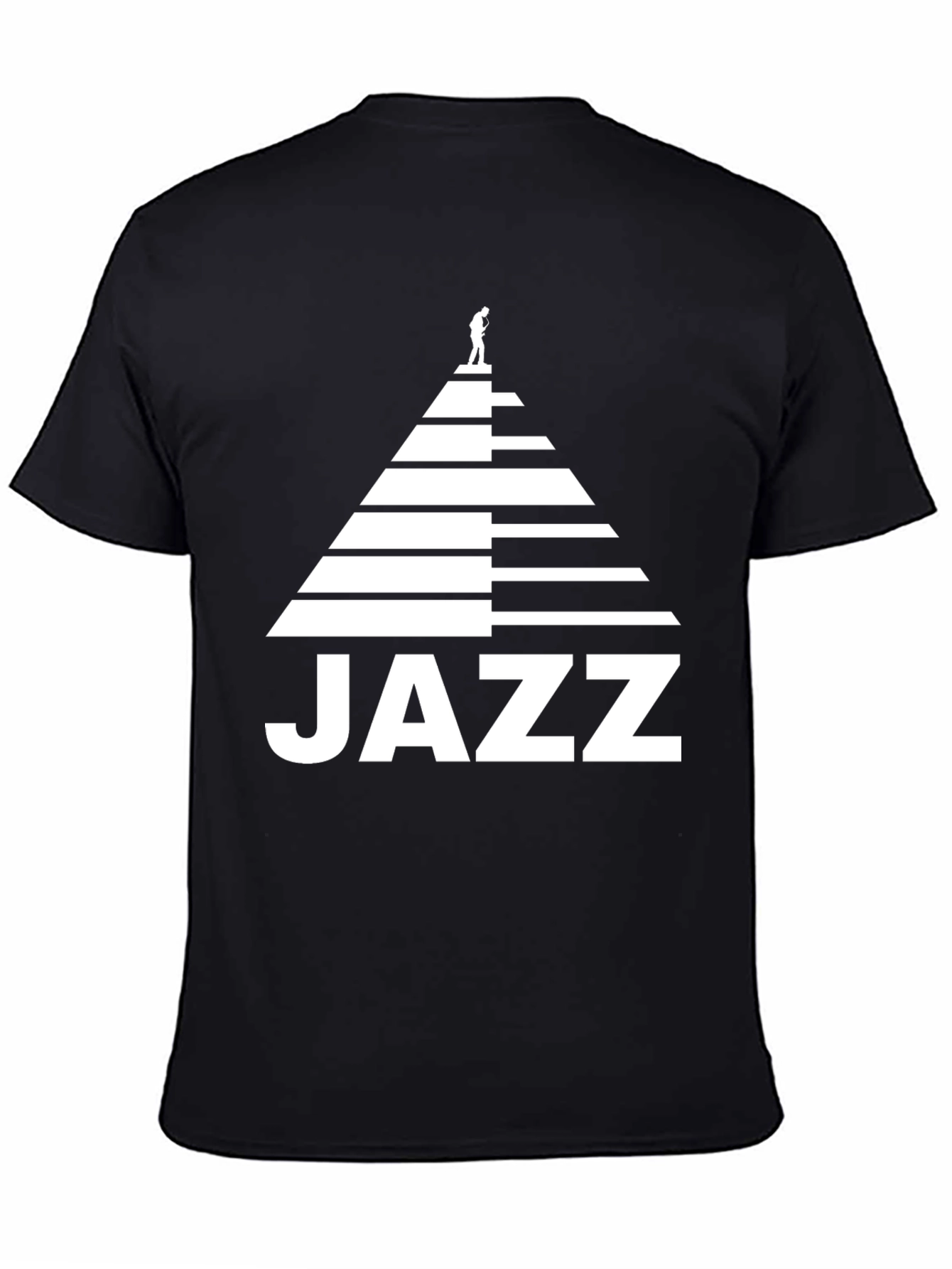 Black Jazz Piano Player T-Shirt view 4
