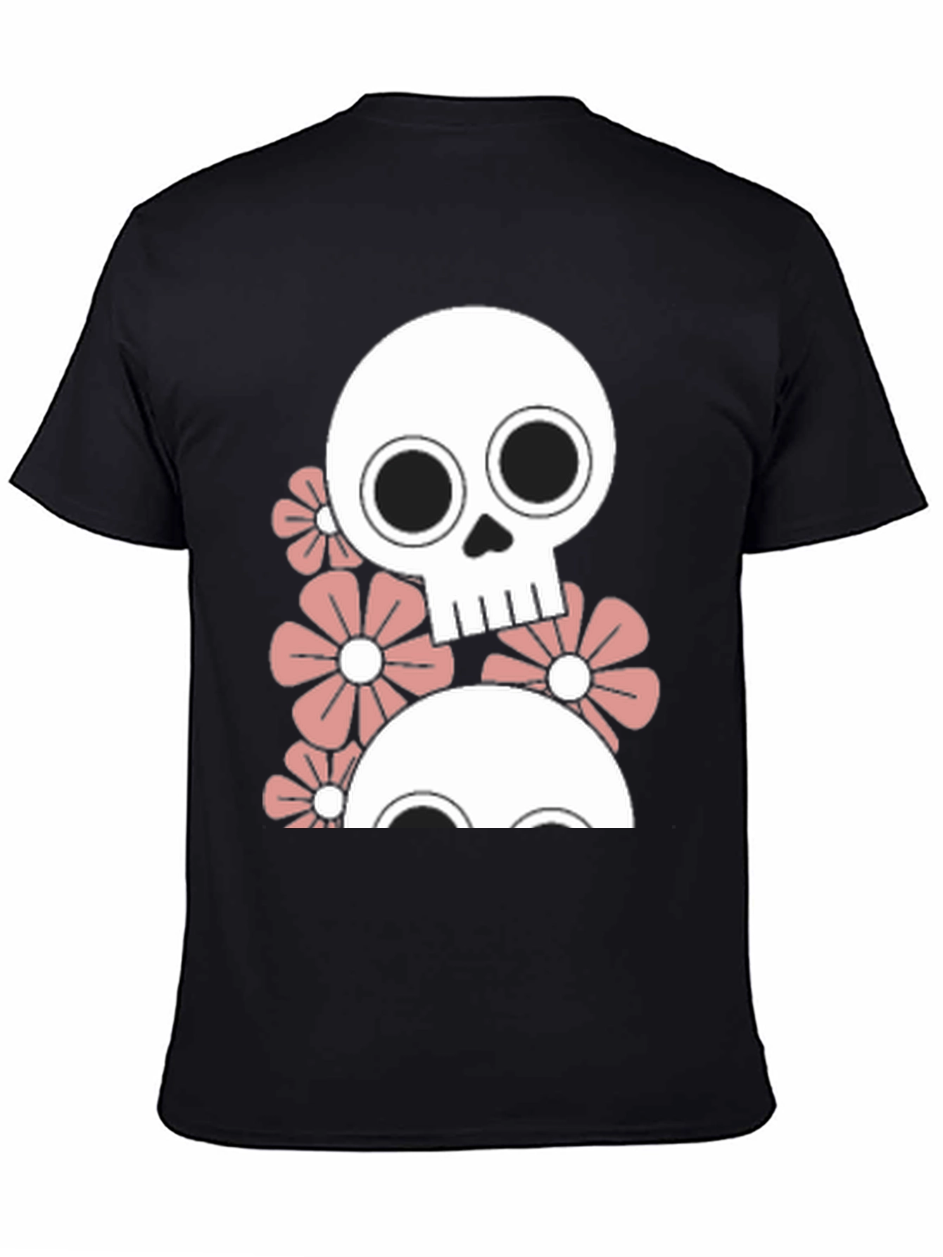 Black Skull & Flower Graphic Tee - Men's Black T-Shirt view 4