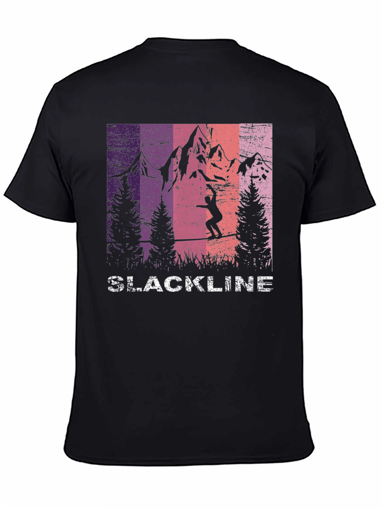 Black Slackline Mountain Graphic T-Shirt view 4